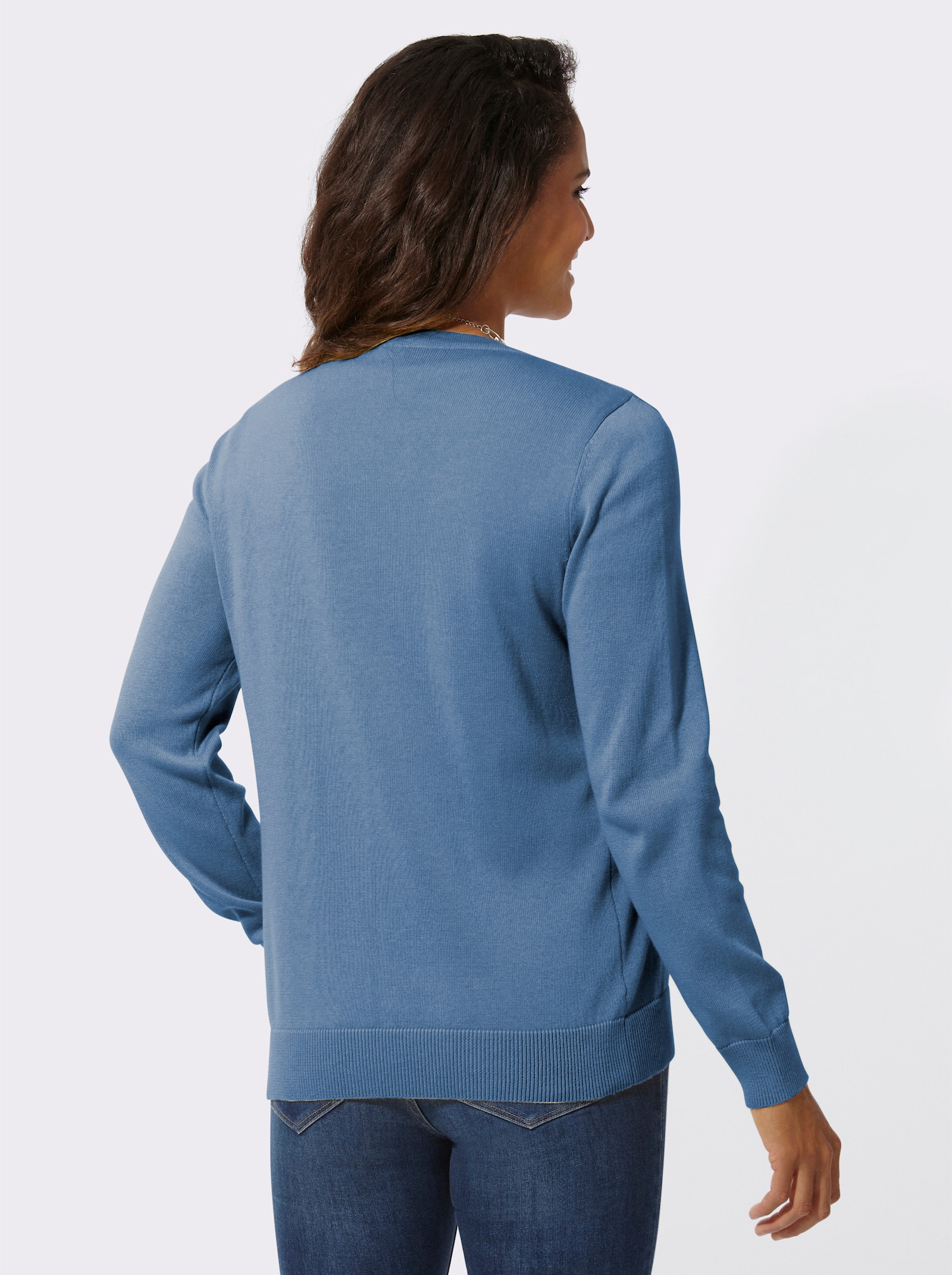 Strickjacke mit Knopfleiste - mittelblau