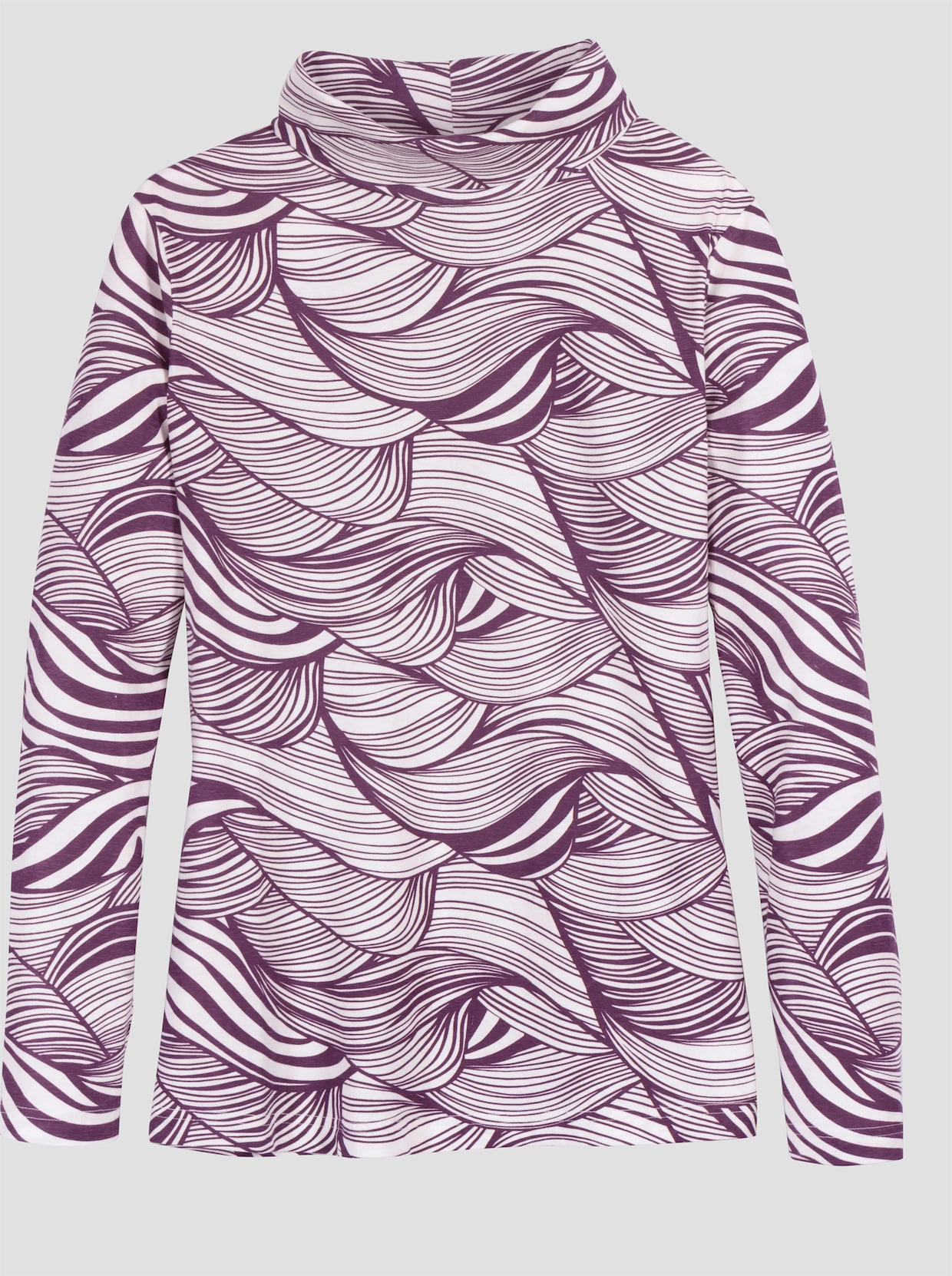 Rollkragenshirt aus reiner Baumwolle - traube-ecru-bedruckt