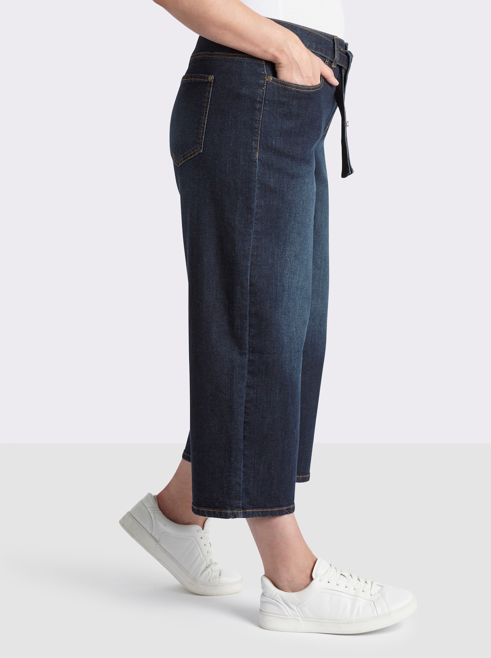 sheego 7/8-jeans met wijde pijpen - dark-blue
