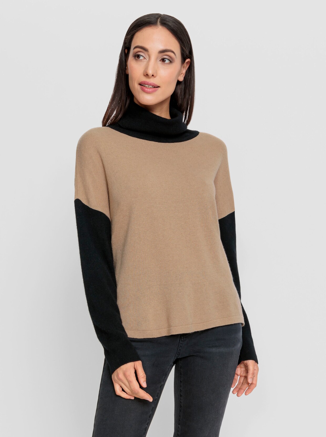 heine Pullover - camel-schwarz-gemustert