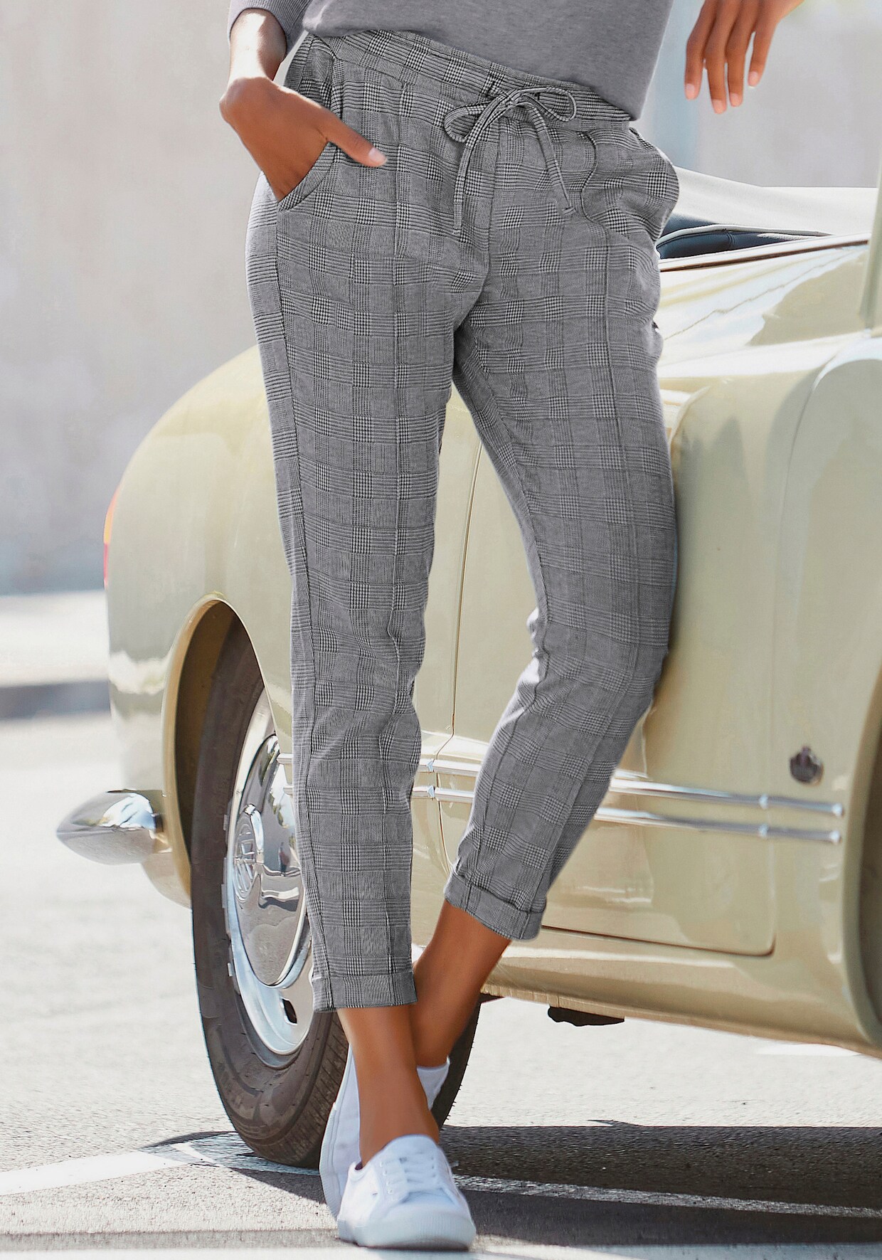 Vivance pantalon de jogging - gris-noir à carreaux