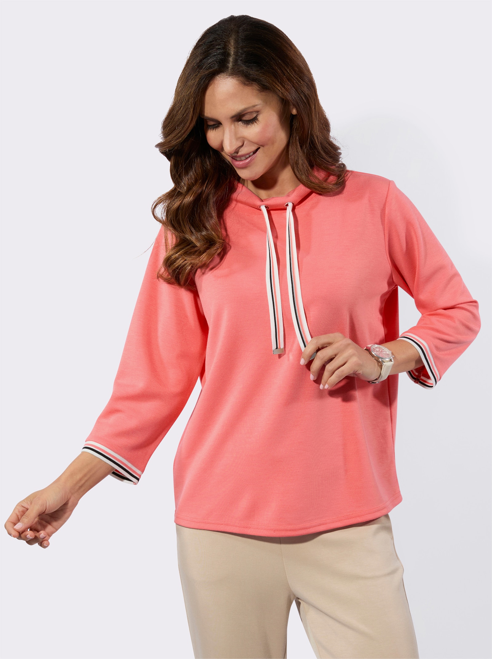 Stehkragenshirt in Super-Soft-Qualität - koralle