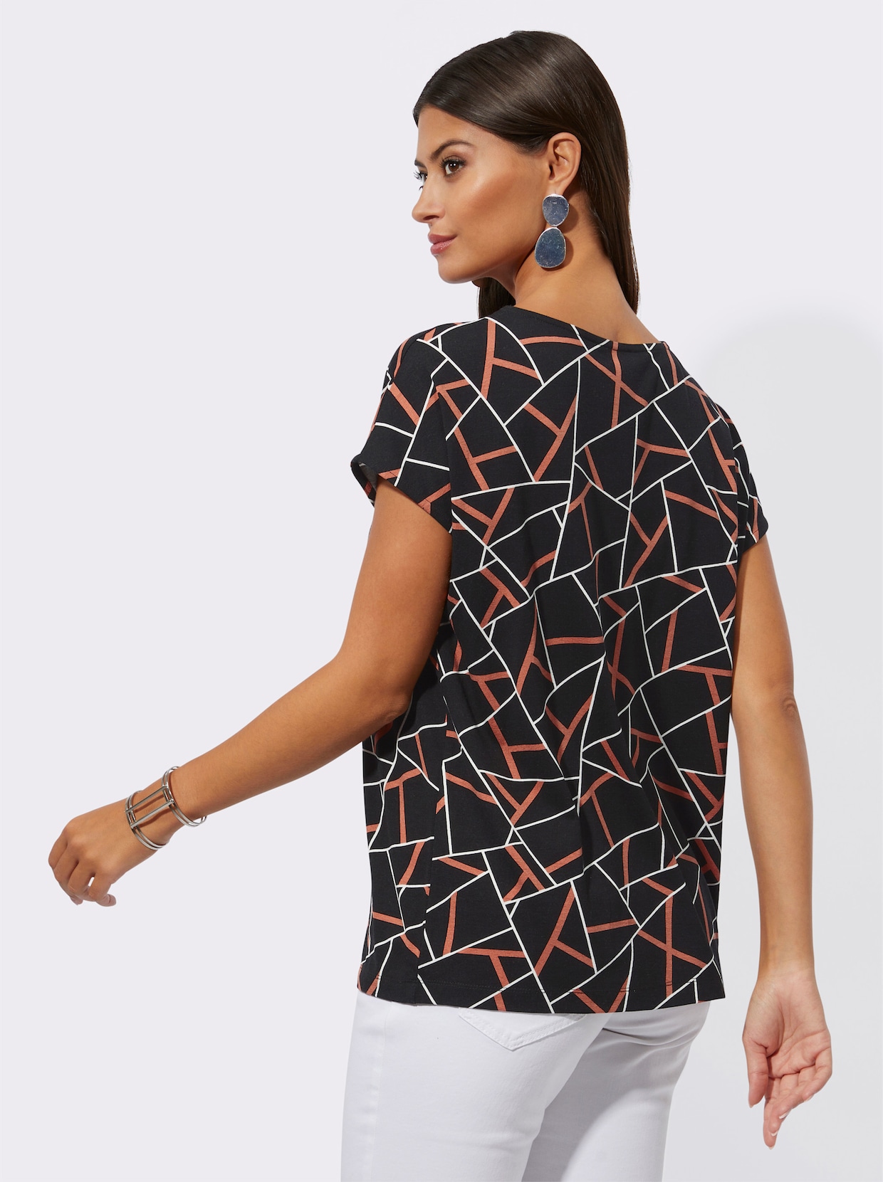 Shirt met korte mouwen - zwart/papaja