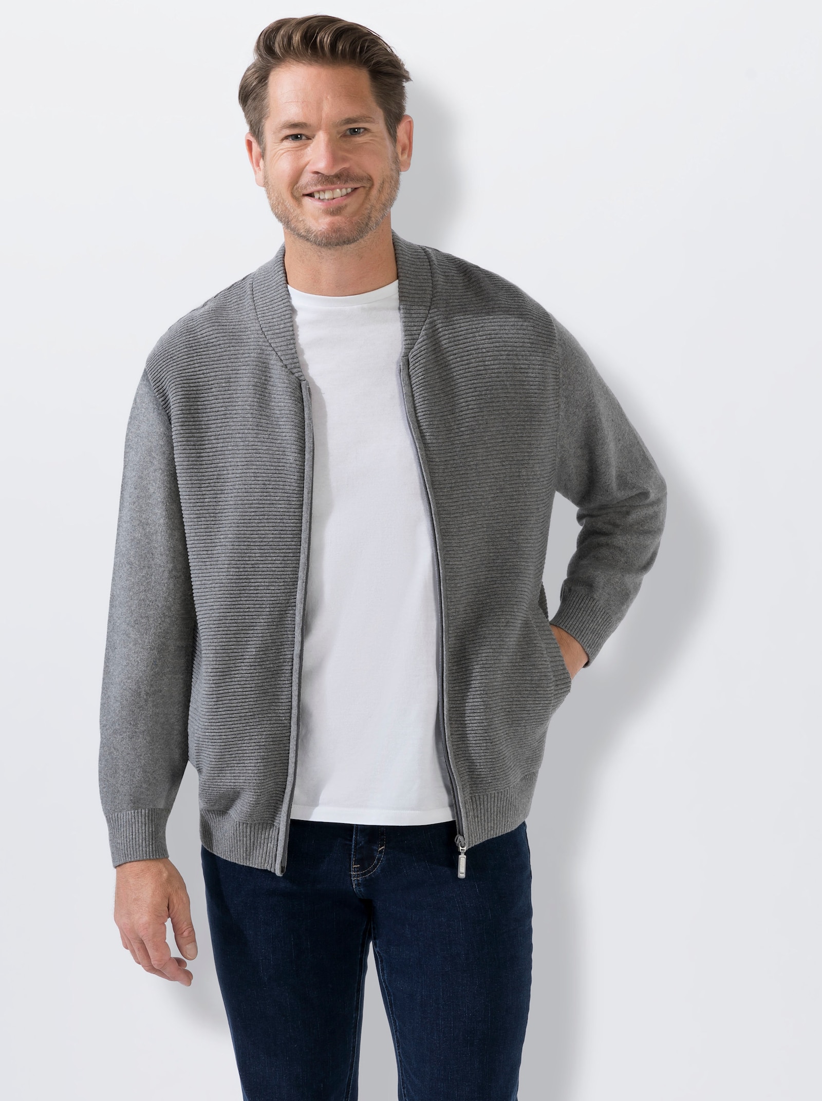 Marco Donati Strickjacke - grau-meliert