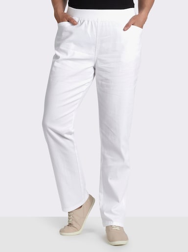 Stretch-Jeans mit Rundum-Dehnbund - weiß