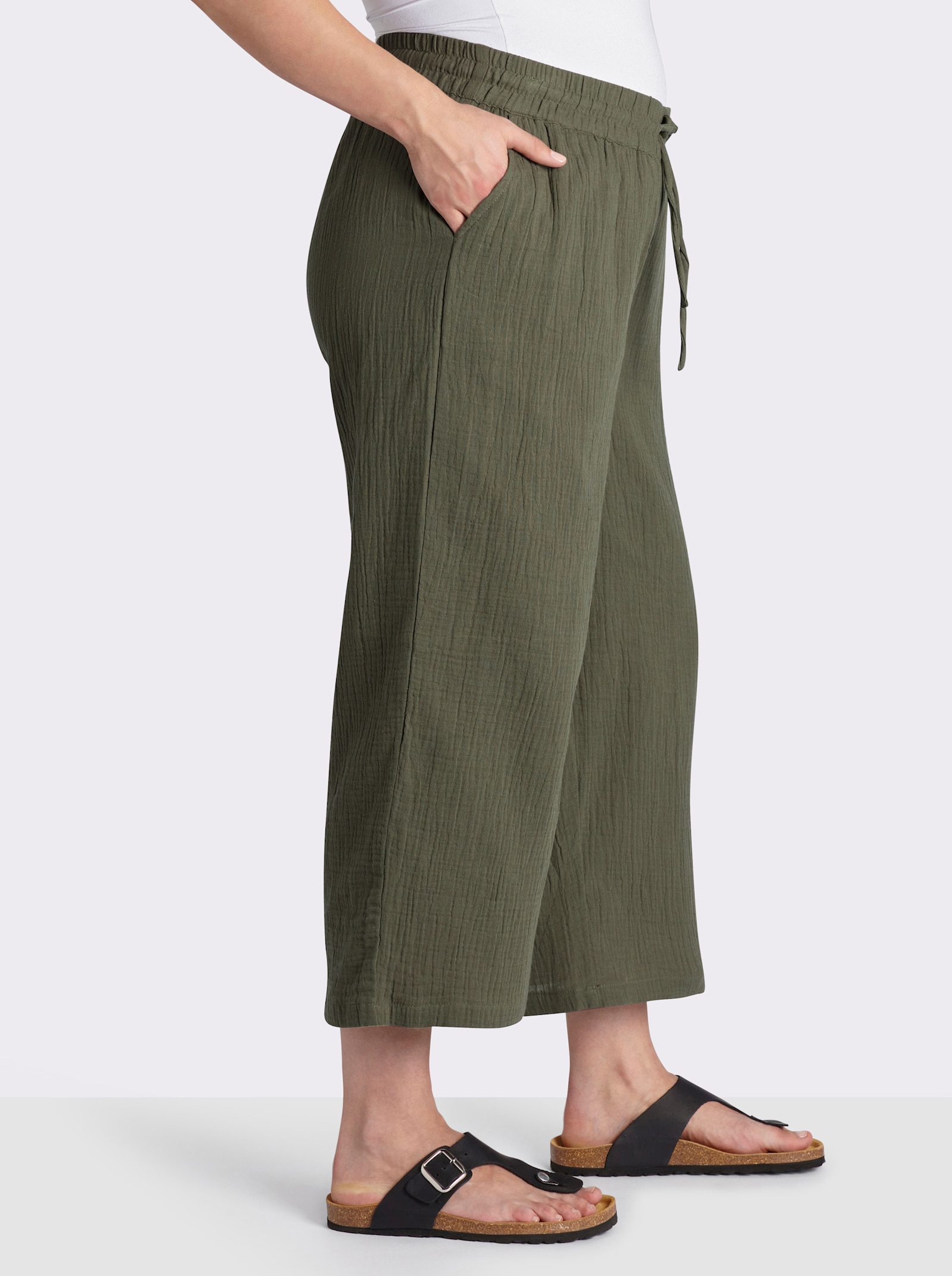 Culotte in Struktur-Qualität - khaki