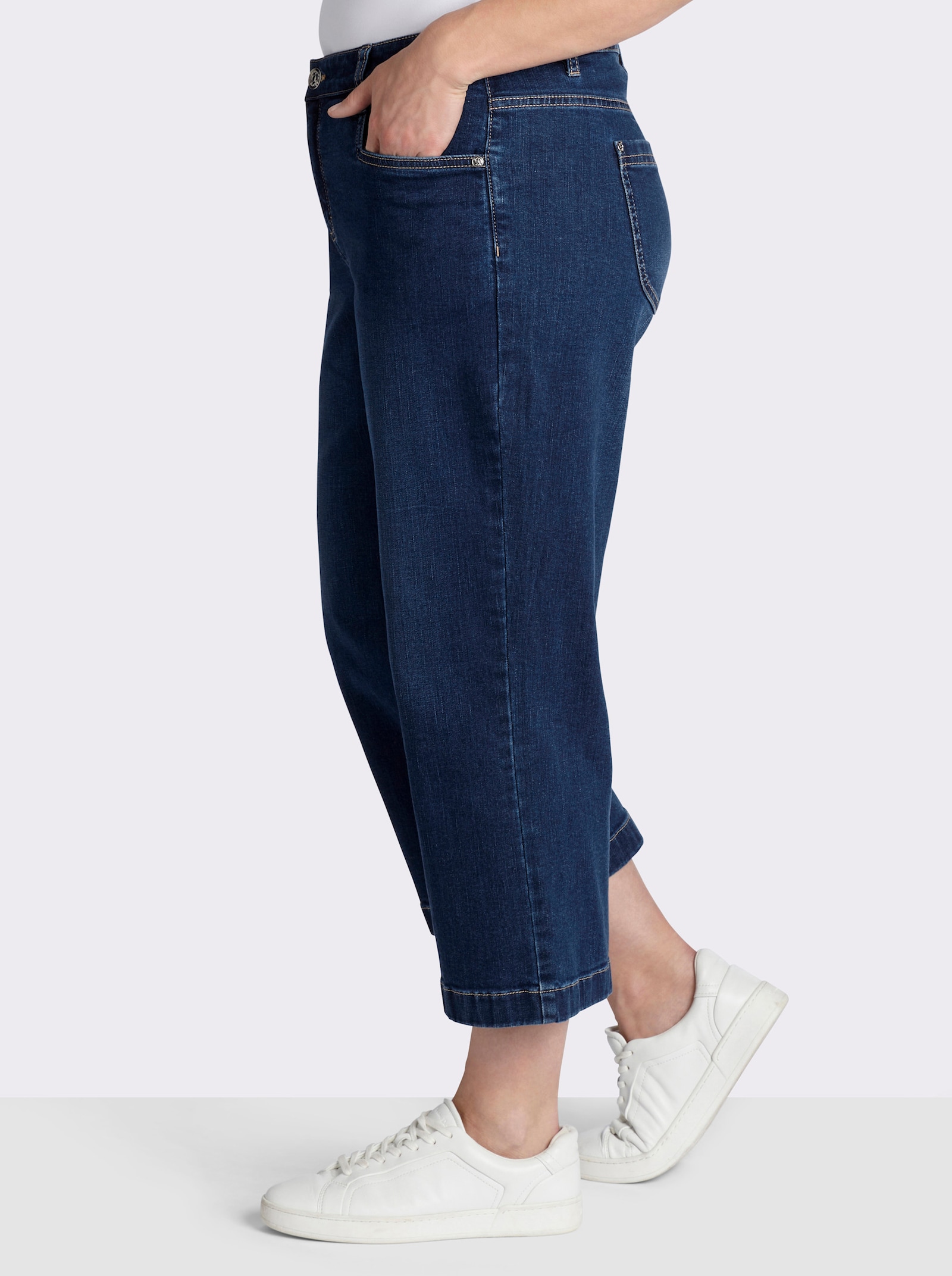sheego 7/8-Jeans mit weitem Bein - blue-stone-washed