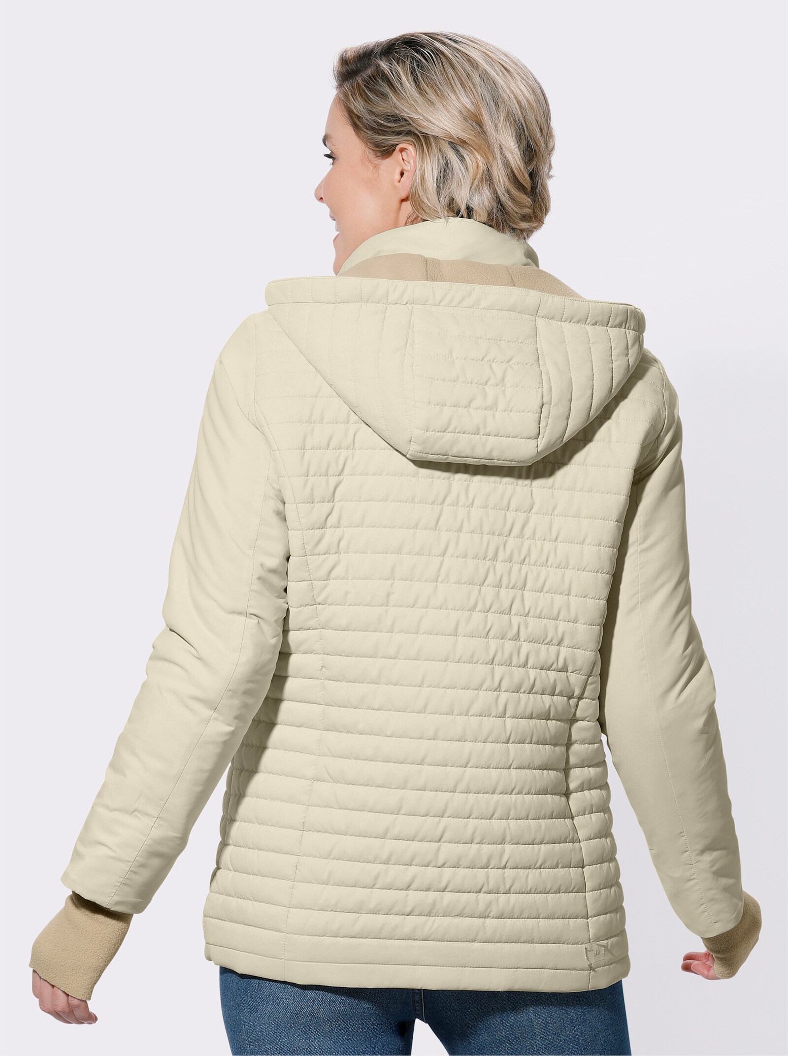 Steppjacke mit abnehmbarer Kapuze - sand
