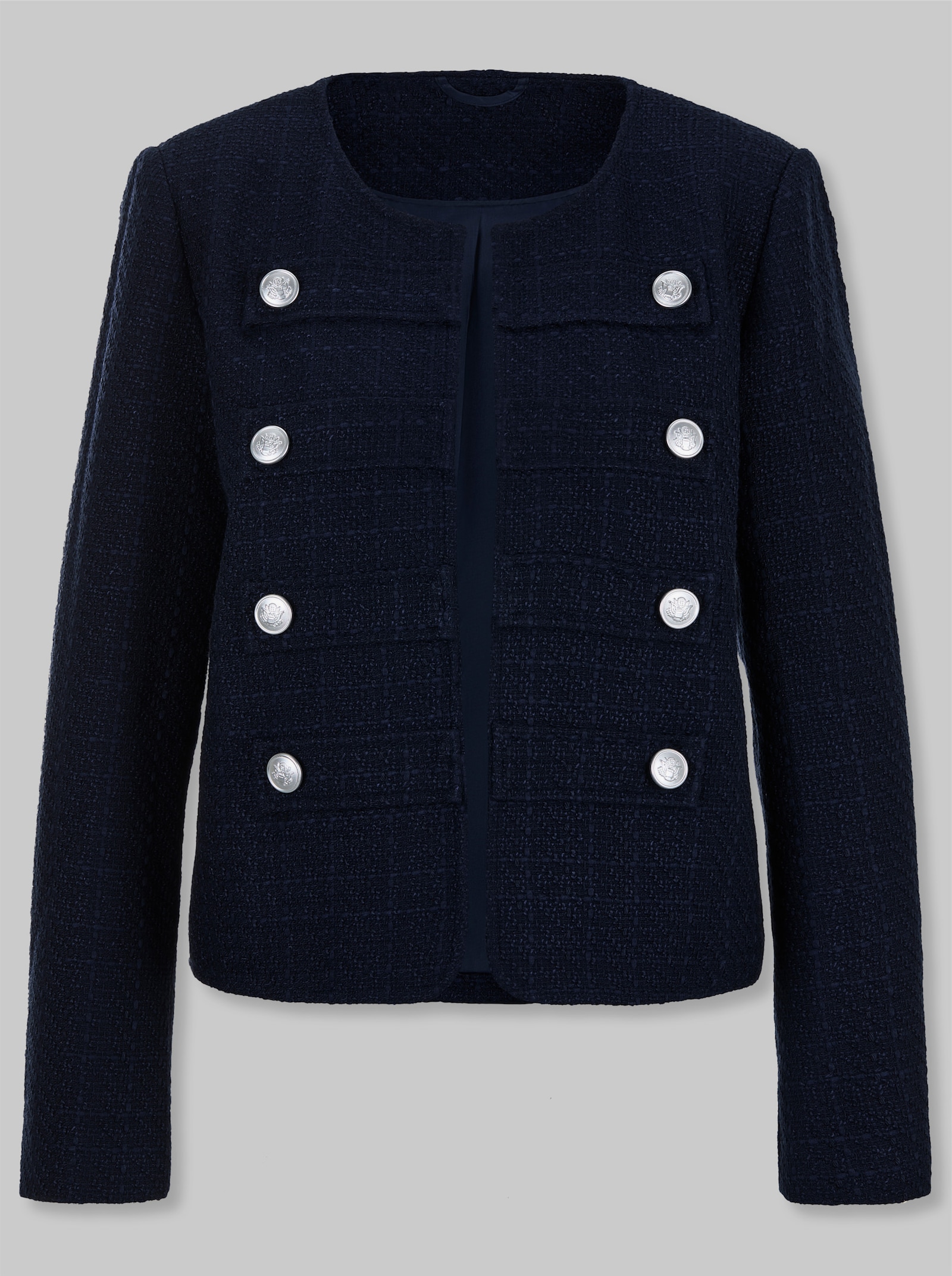 heine Bouclé-Blazer mit Zierknöpfen - marine