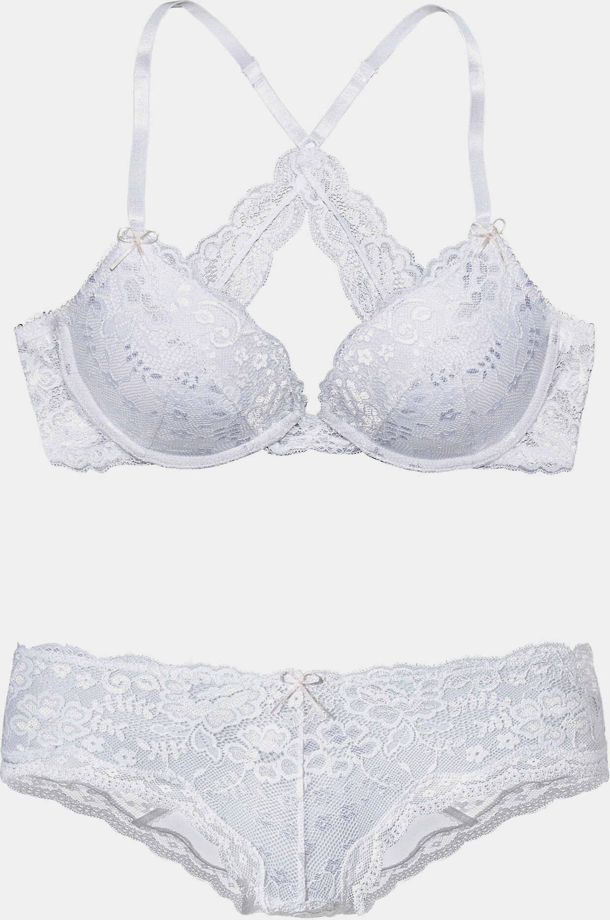 LASCANA Set: Push-up-BH - weiß-rosa