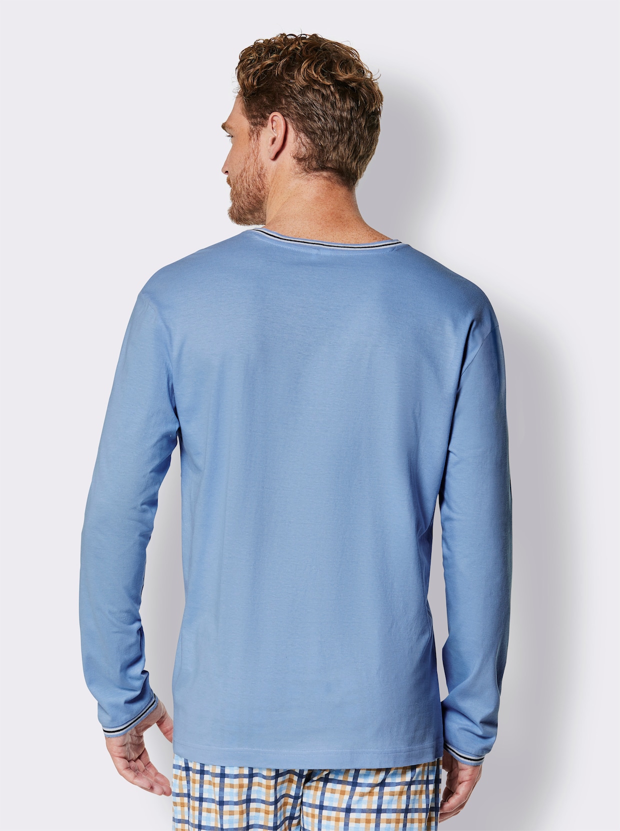 wäschepur men Pyjama-Shirt - hemelsblauw
