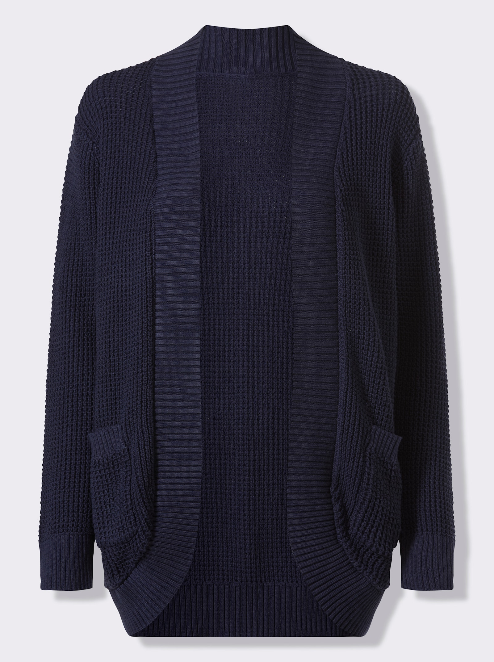 Strickjacke mit abgerundetem Saum vorne - marine