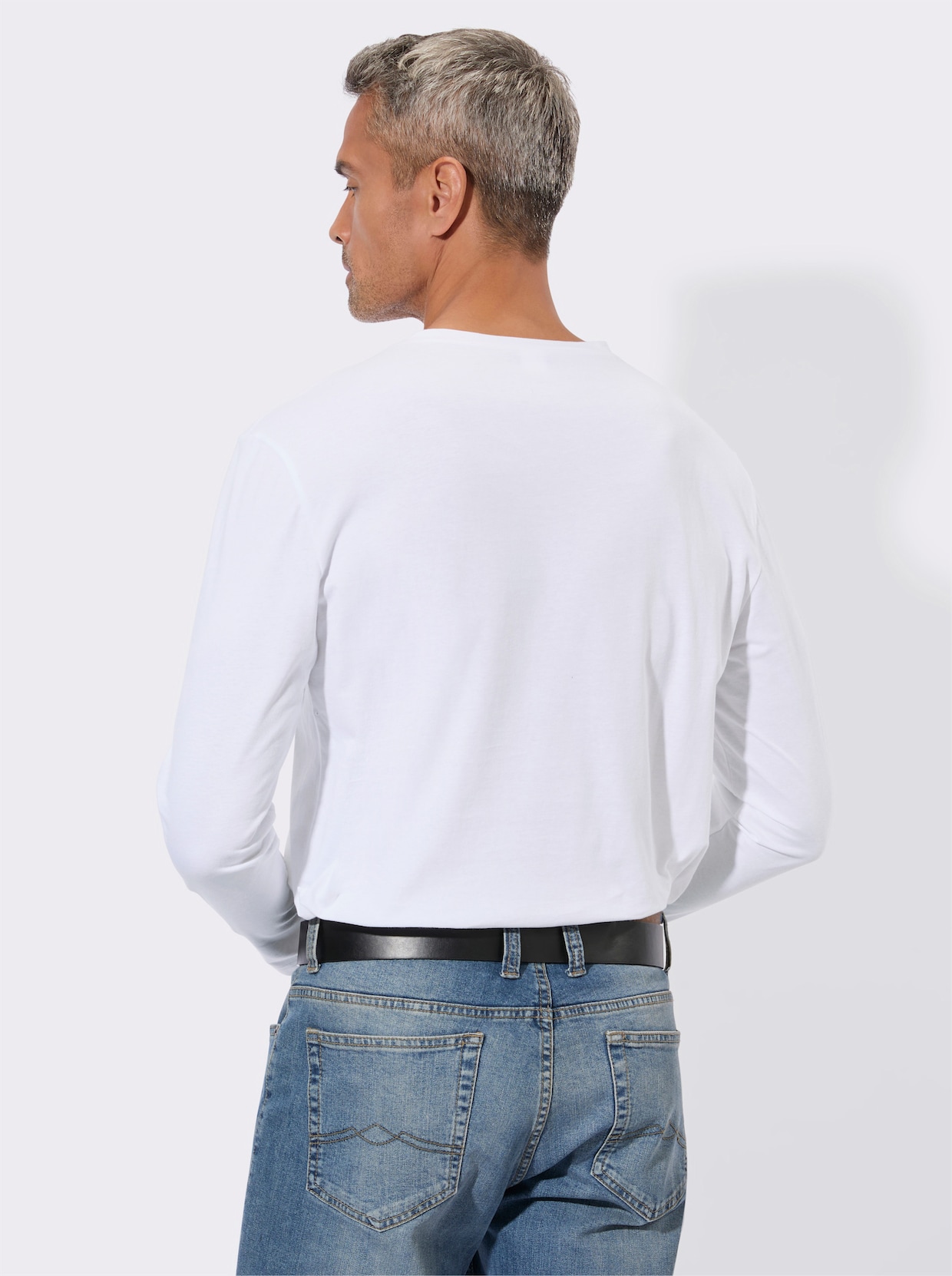 Tričko s dlouhým rukávem z čisté bavlny - bílá