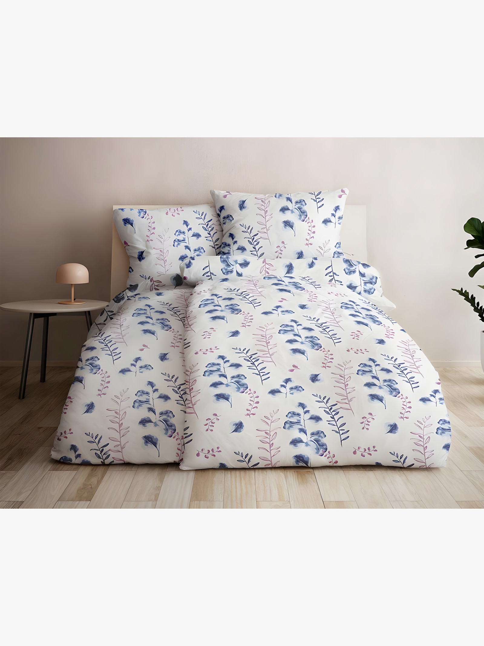 Grund Wendebettwäsche - weiß-blau-bedruckt