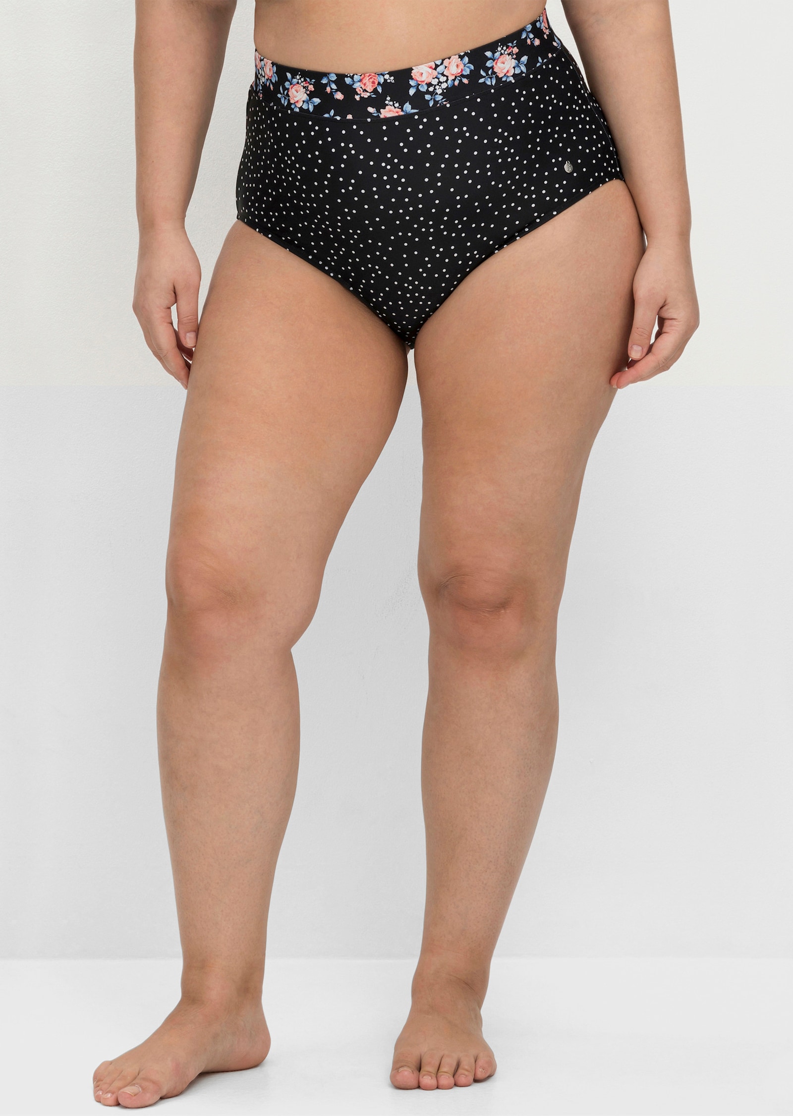sheego Bikini-Hose mit Shaping-Einsatz - schwarz gepunktet