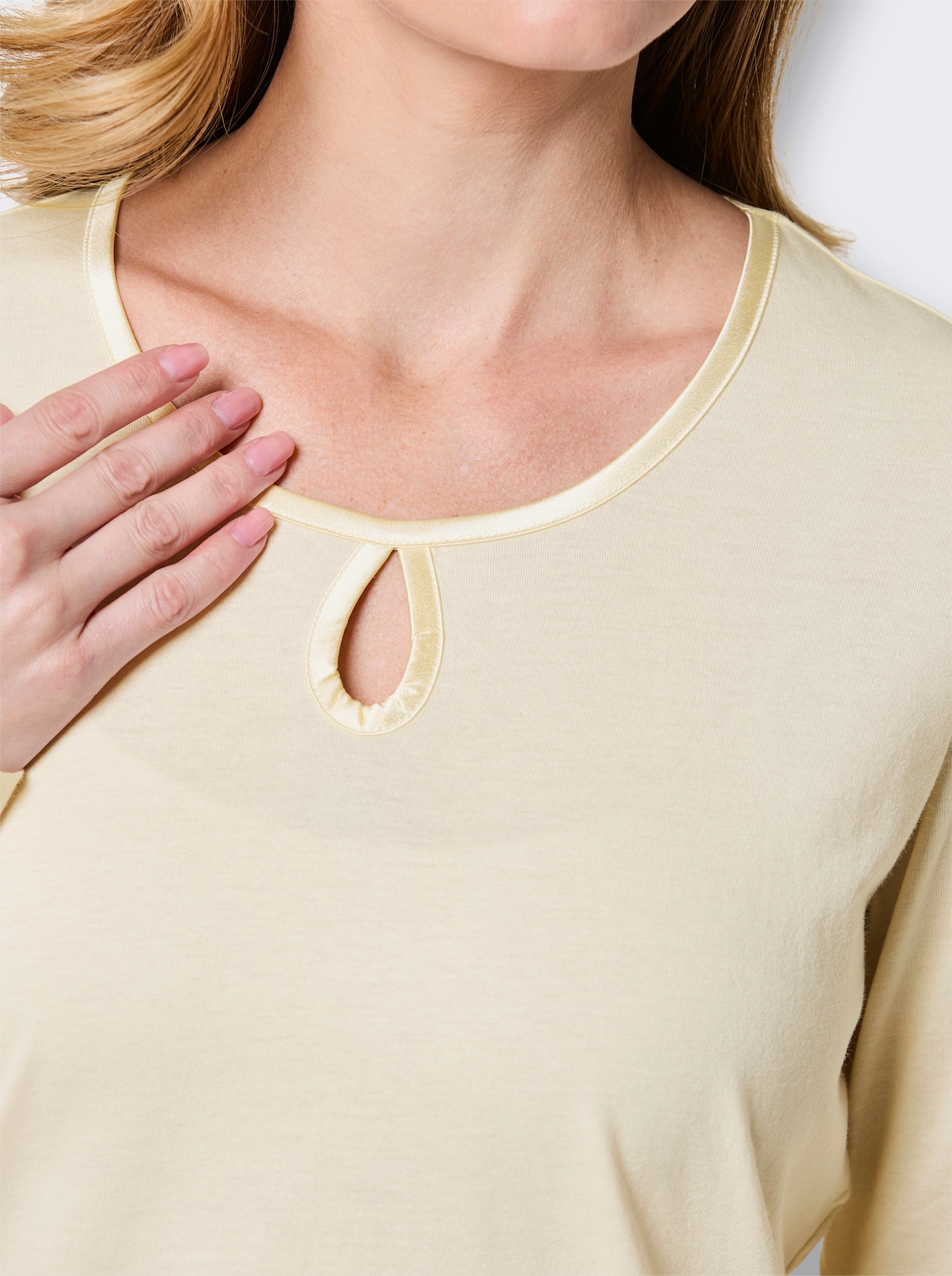 wäschepur Schlafanzug im Kettendessin - champagner-marine-bedruckt