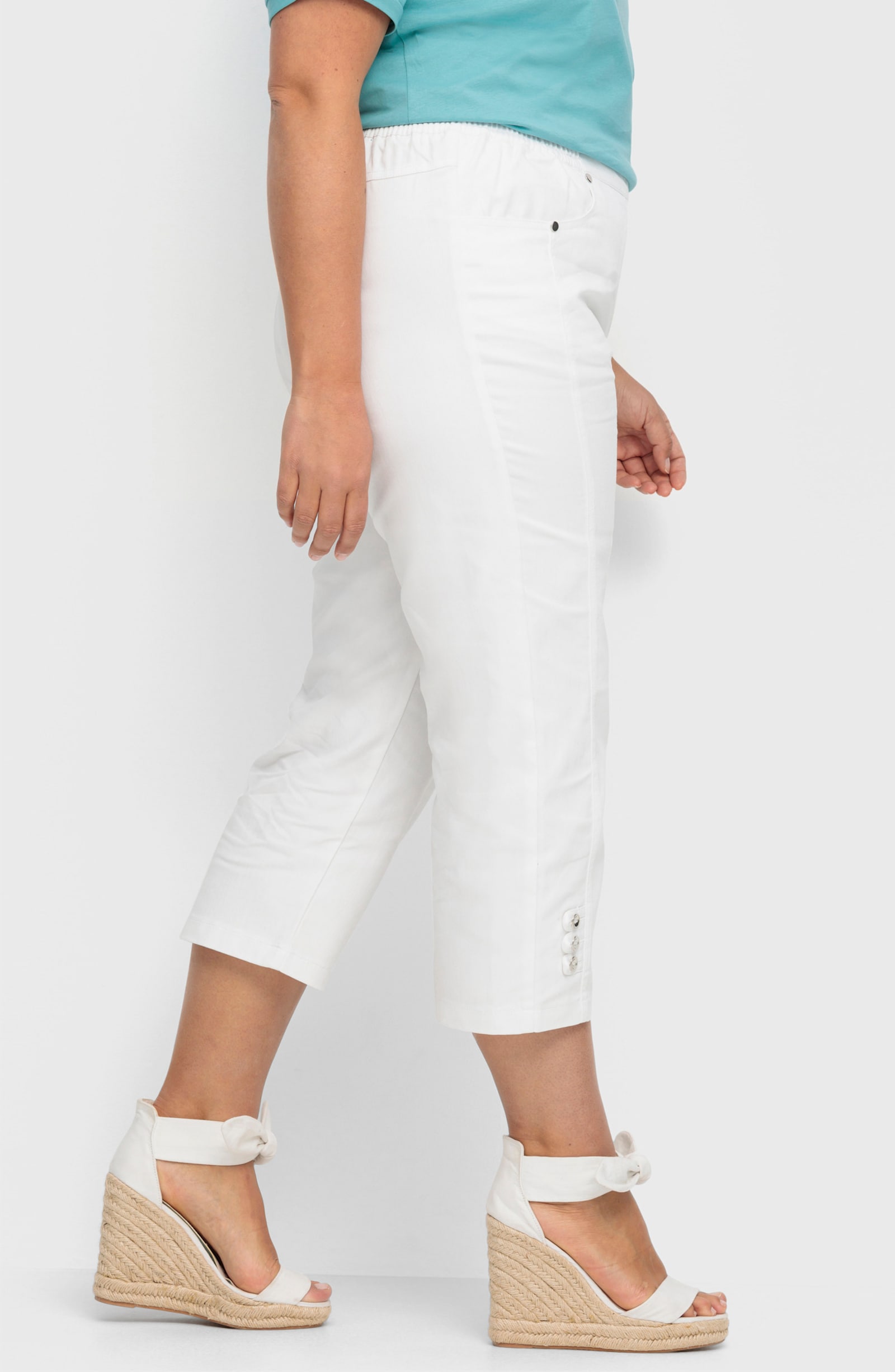 7/8-Jeans mit Zierriegel am Abschluss - weiß