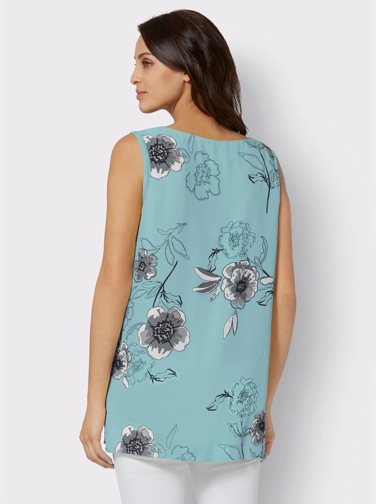 Blusentop - mint-grau-bedruckt