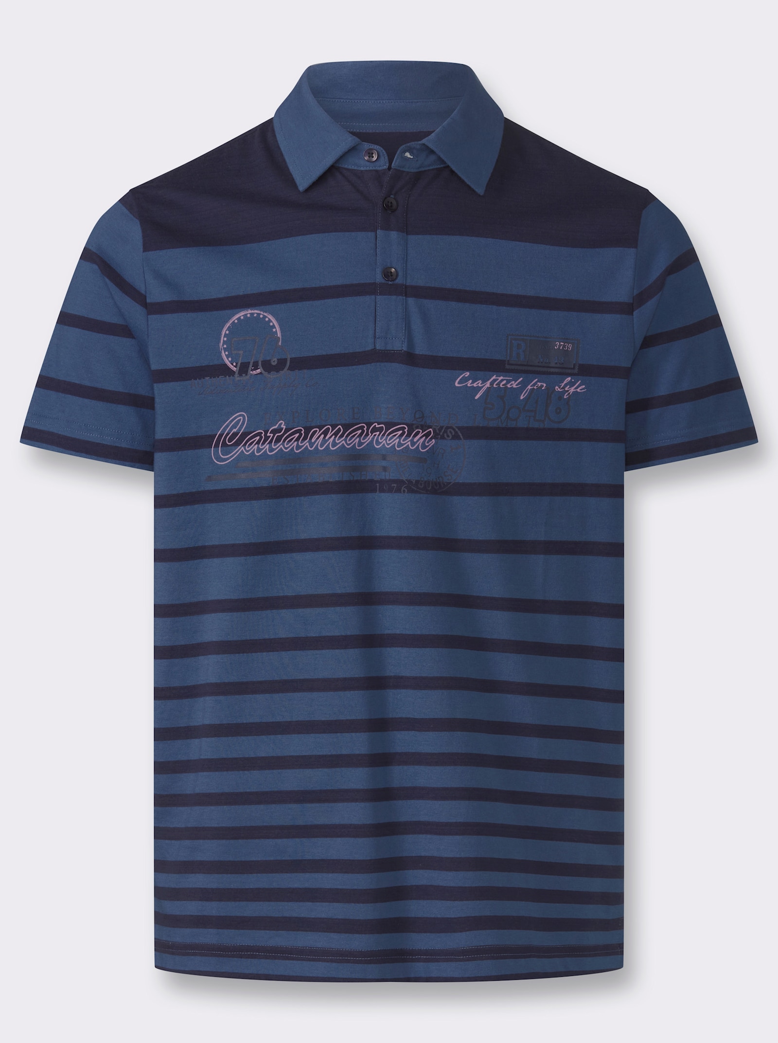 Poloshirt im Streifen-Dessin - jeansblau-gestreift