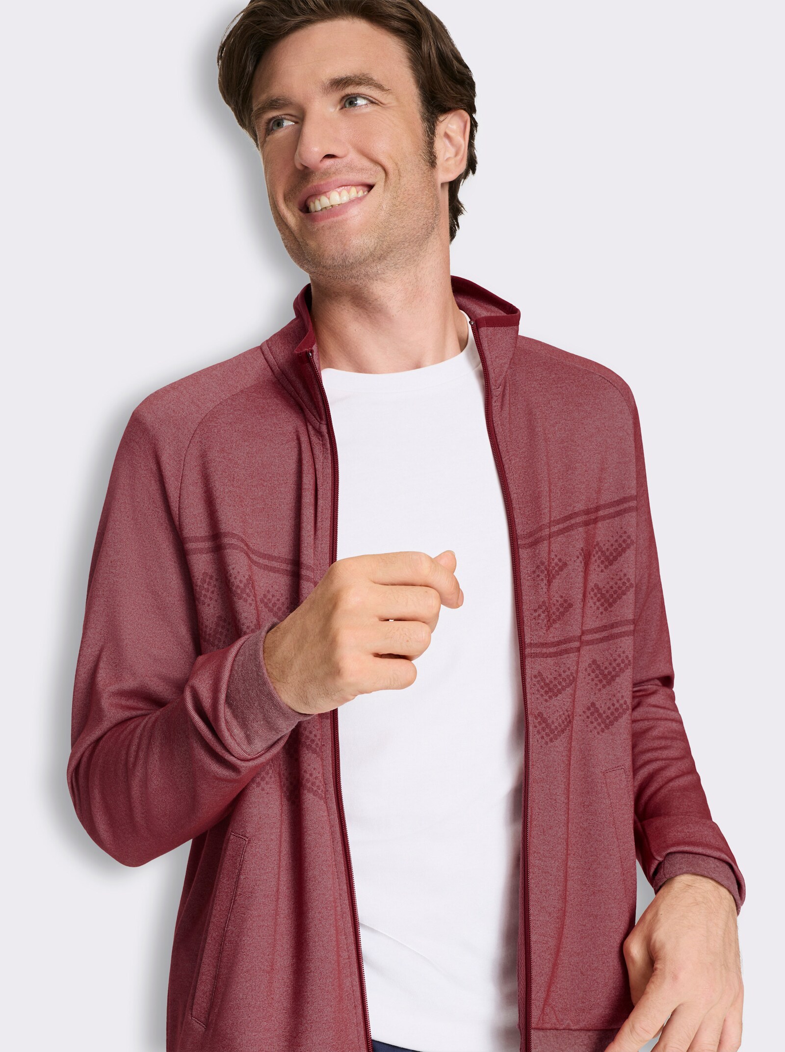 Catamaran Sports Sweatjacke mit Bündchenabschluss - dunkelrot-meliert