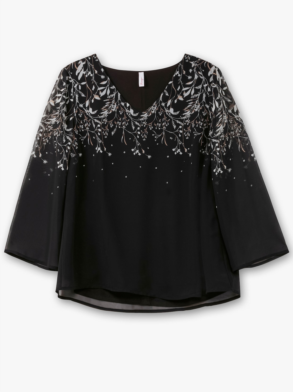 sheego Chiffonblouse - zwart/wit gedessineerd