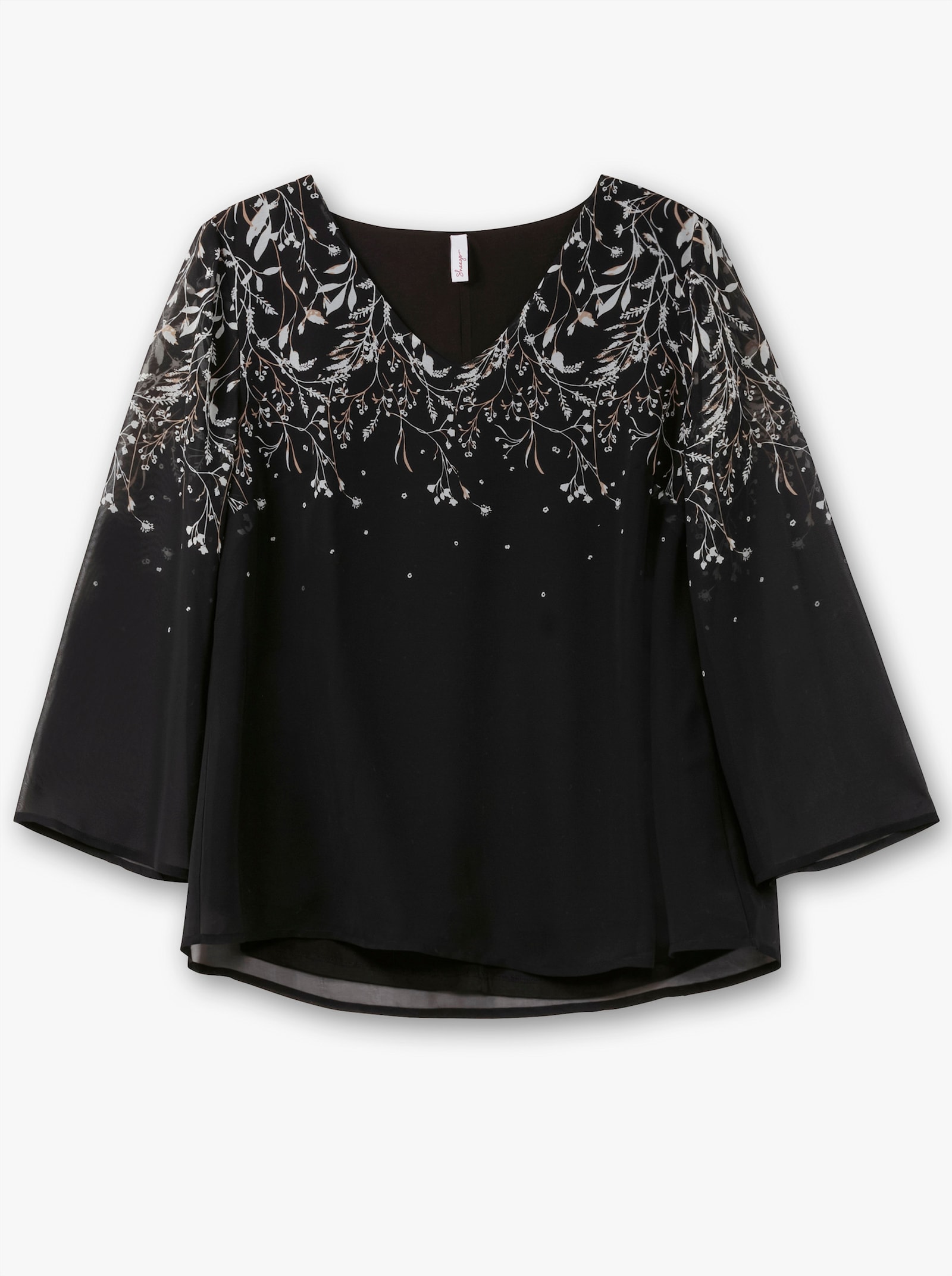 sheego Chiffonbluse mit grafischem Print - schwarz-weiß gemustert