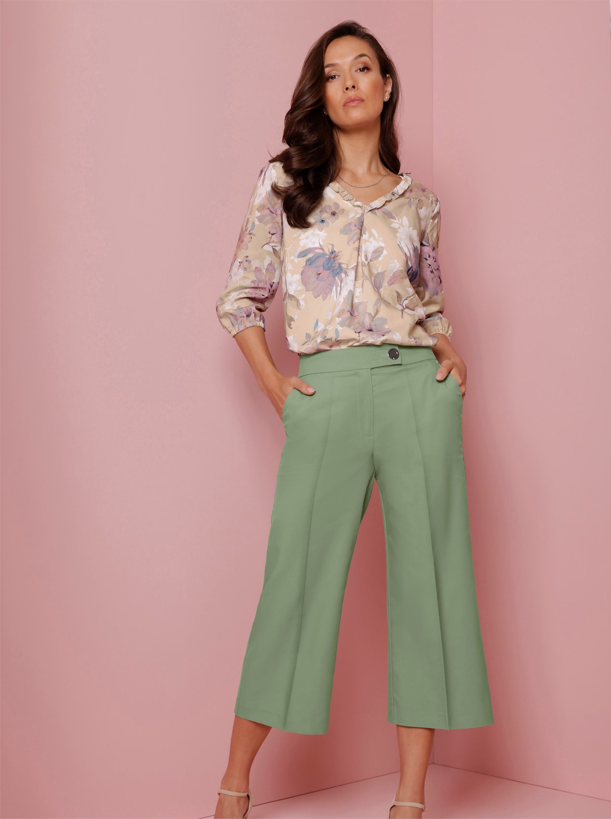 CREATION L PREMIUM Longbluse - sand-bedruckt