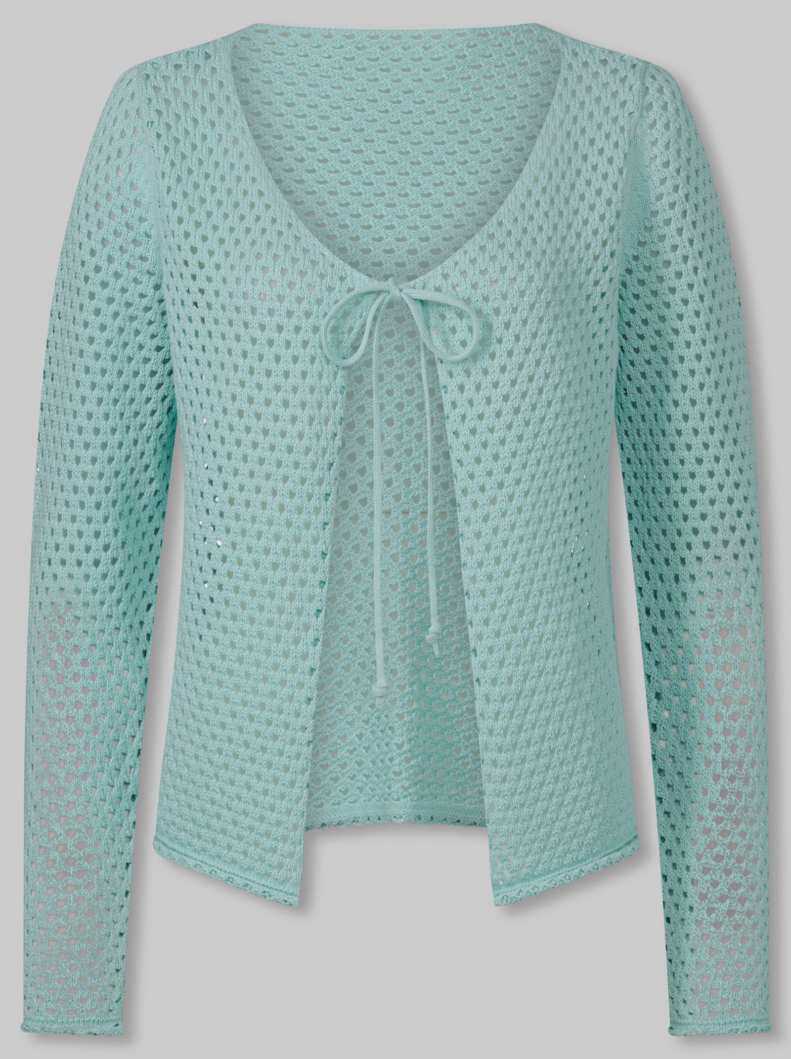 heine Ajourstrickjacke mit Rollkanten - mint