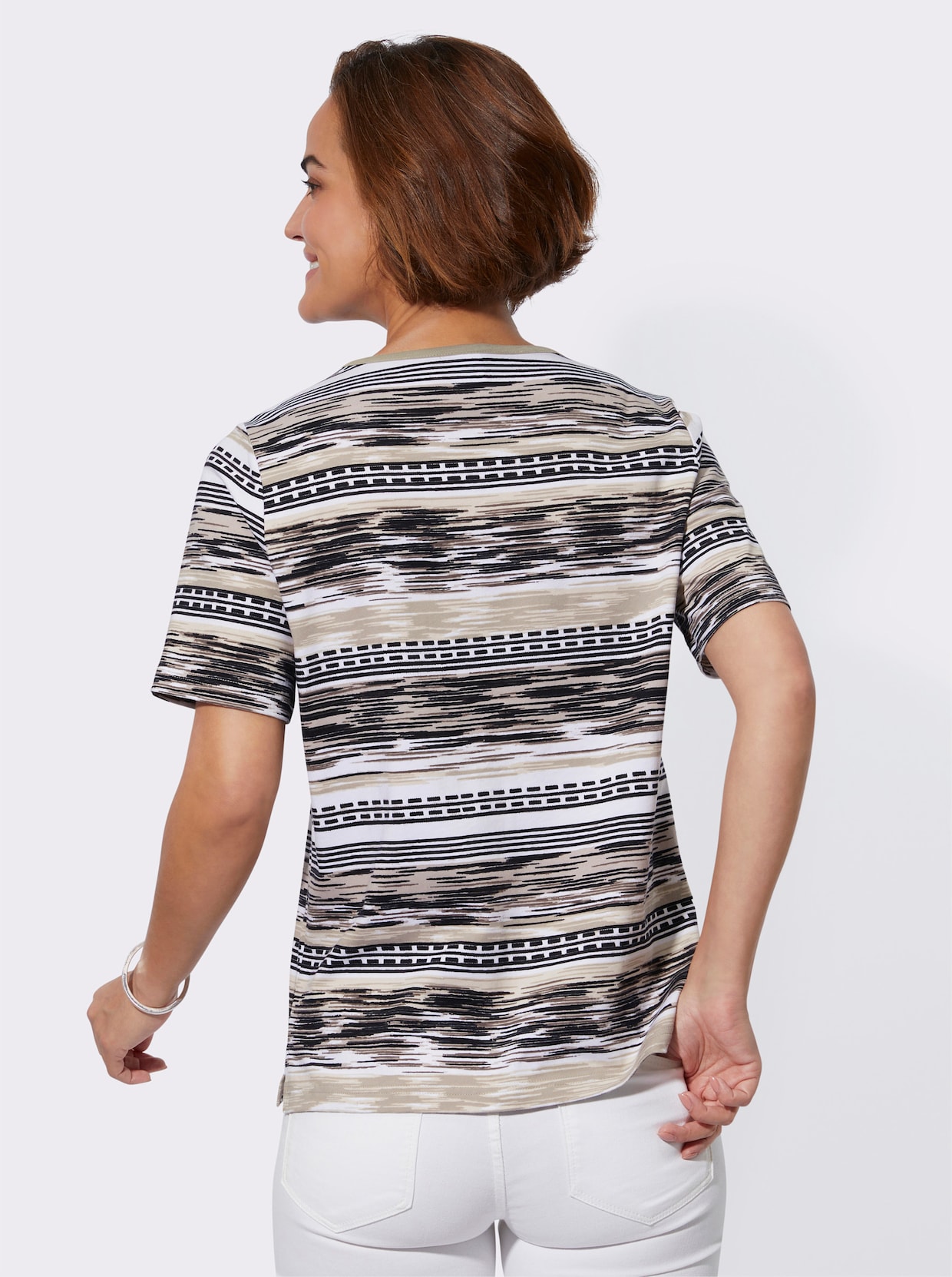 Shirt met print - leem/sesam bedrukt