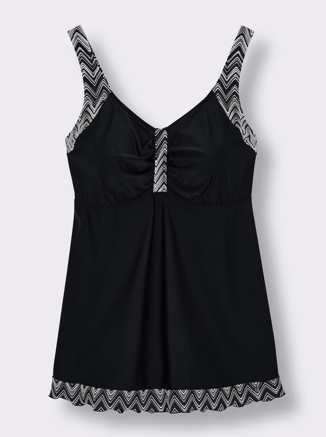 sheego Tankini-Oberteil mit Grafikprint - schwarz-weiß-bedruckt