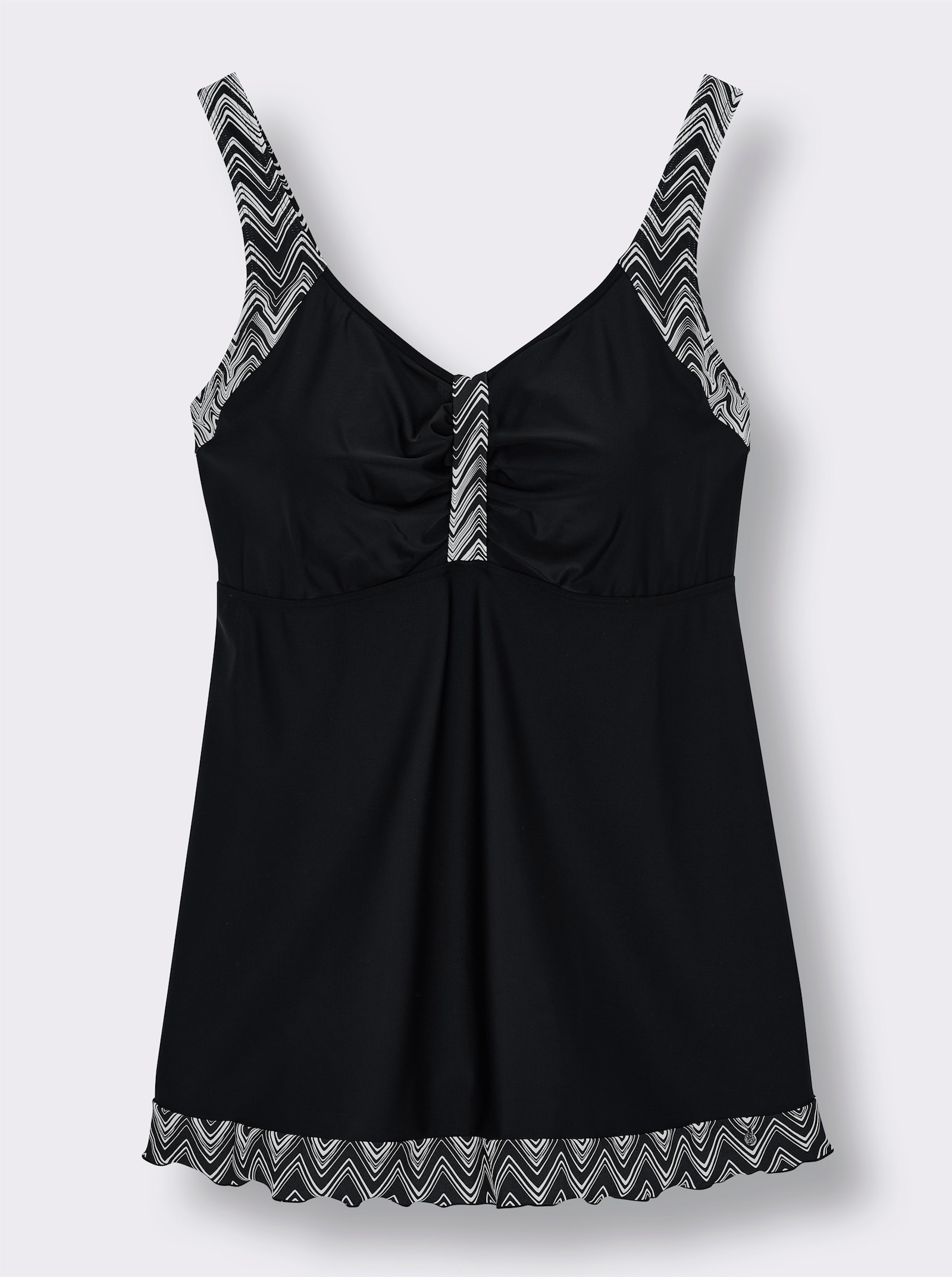 sheego Tankini-Oberteil mit Grafikprint - schwarz-weiß-bedruckt