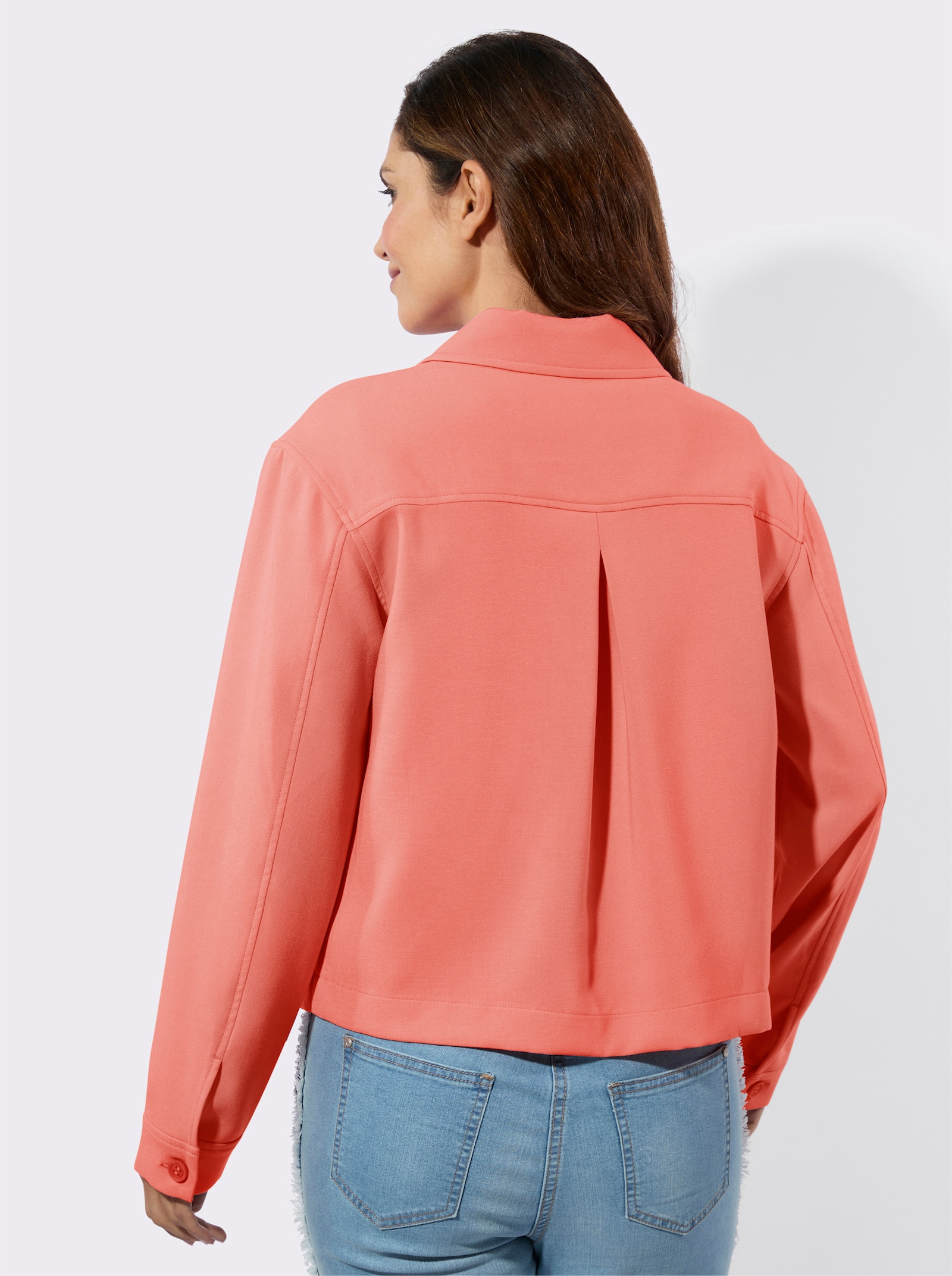 Kurzblazer in kastiger Form - koralle