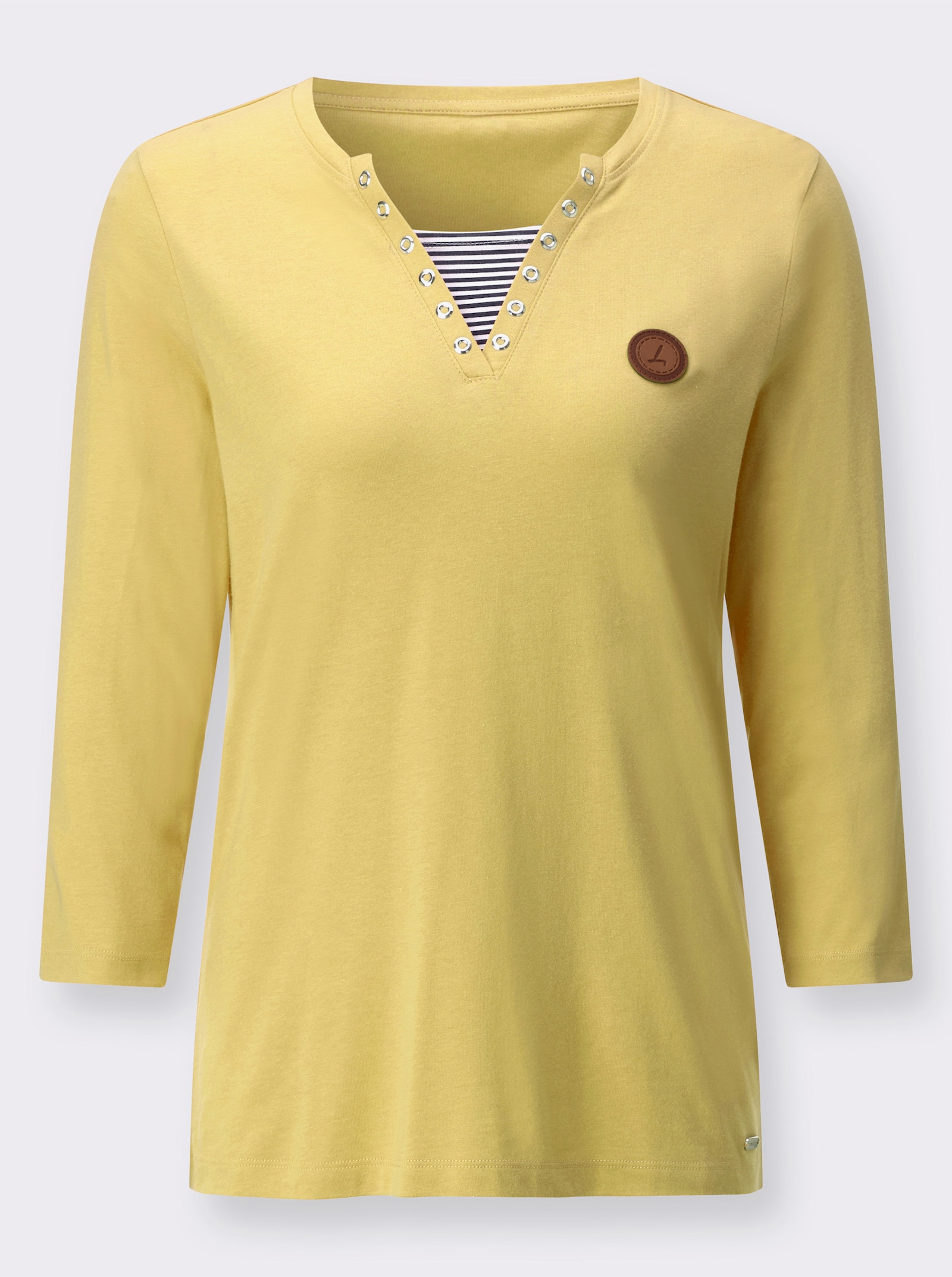 3/4-Arm-Shirt in 2-in-1-Optik - zitrone