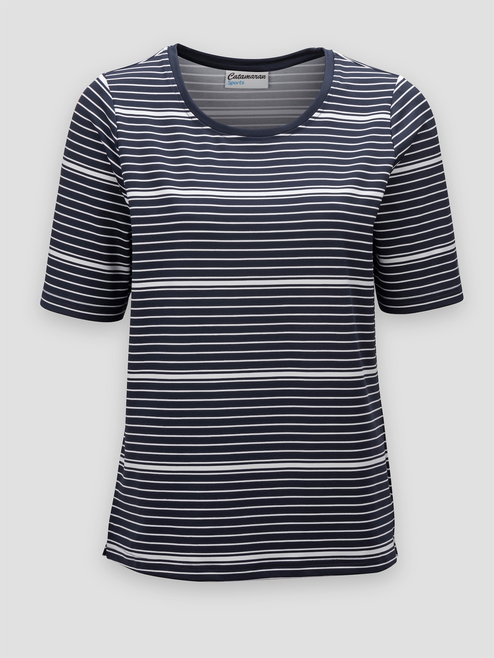 Catamaran Sports Funktionsshirt , atmungsaktiv und schnell trocknend - marine-weiß-gestreift
