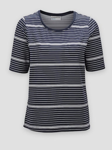 Catamaran Sports Funktionsshirt - marine-weiß-gestreift