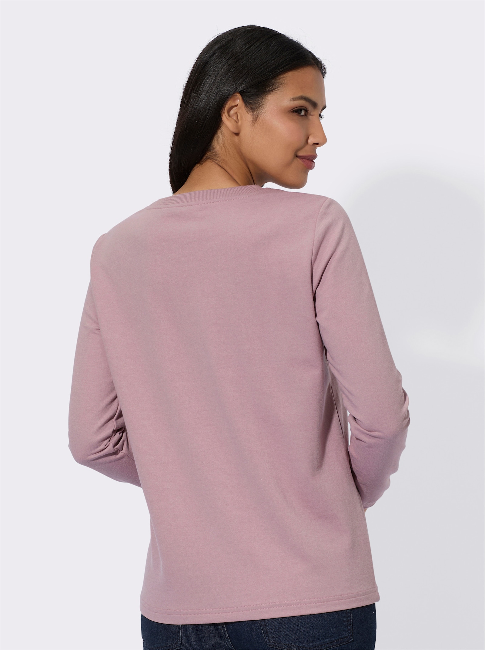 Sweatshirt mit platziertem Herzmuster - mauve-ecru