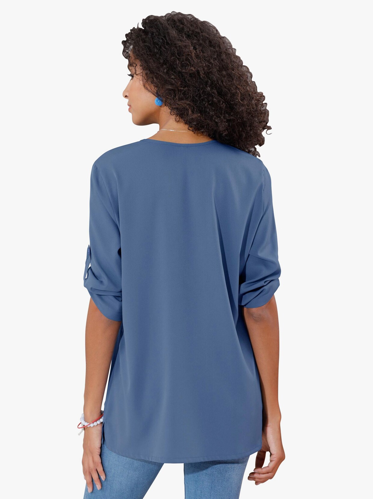 Comfortabele blouse - jeansblauw