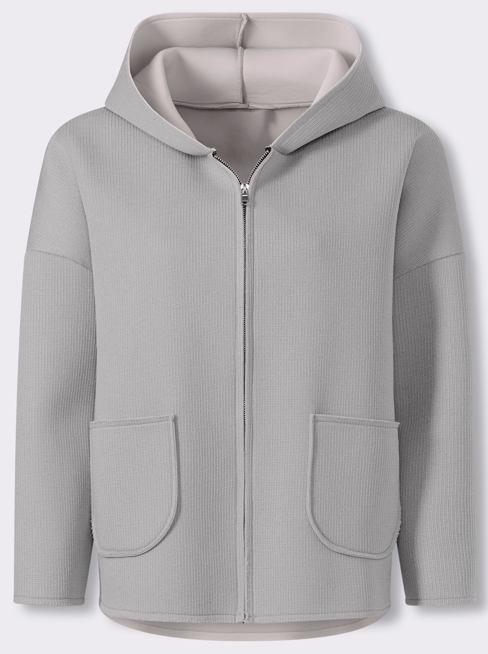 heine Shirtjacke im Materialmix - steingrau
