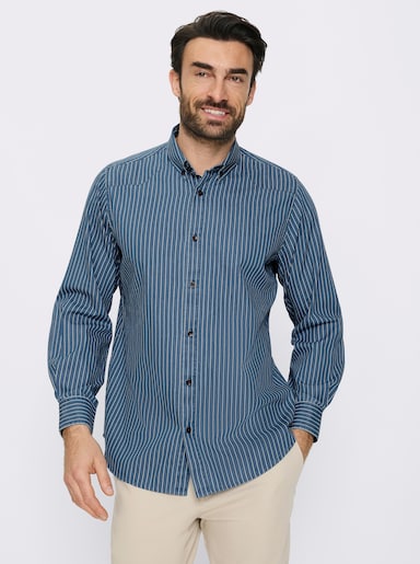 Marco Donati Jeanshemd mit Denim-Optik - blue-stone-gestreift