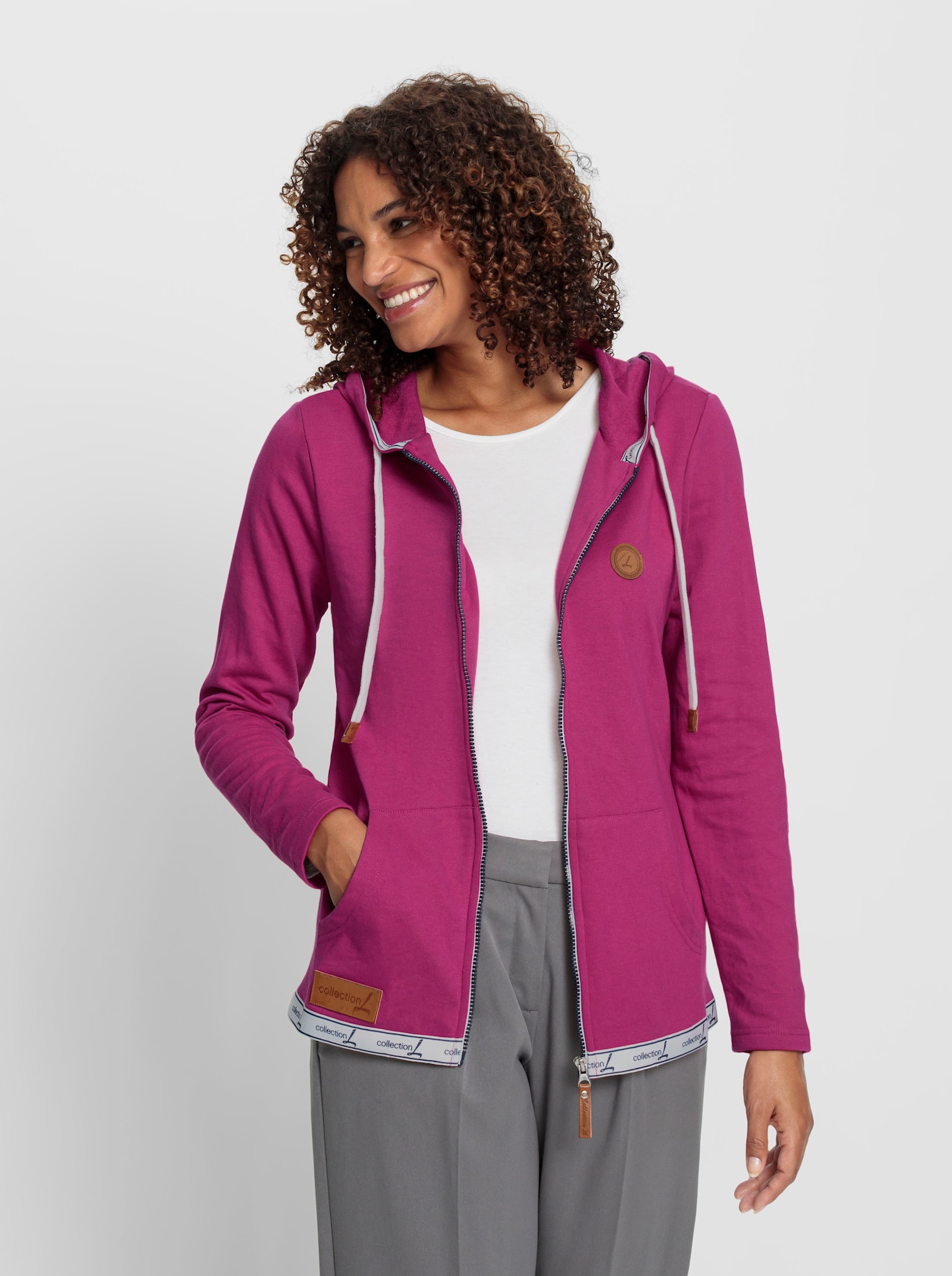  Sweatjacke mit Kapuze - magenta