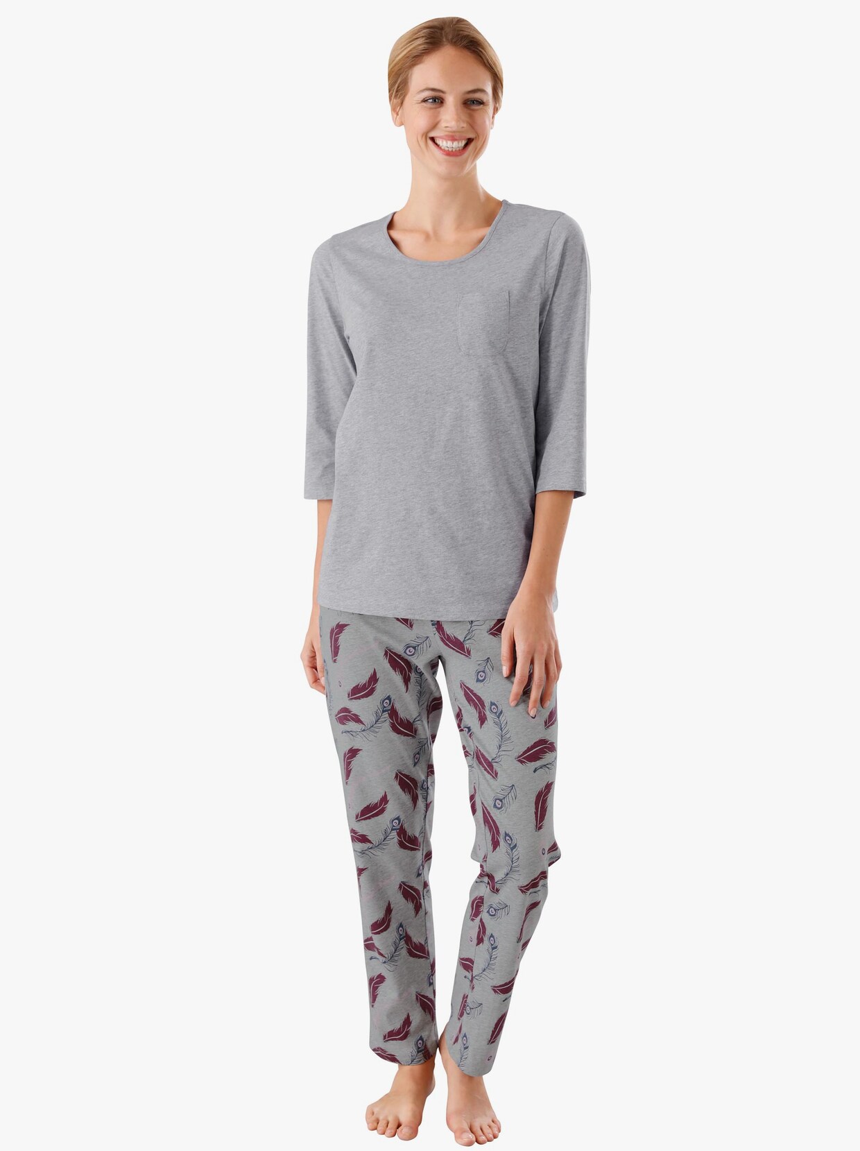 Pyjamas-Byxor - ljusgrå, melerad