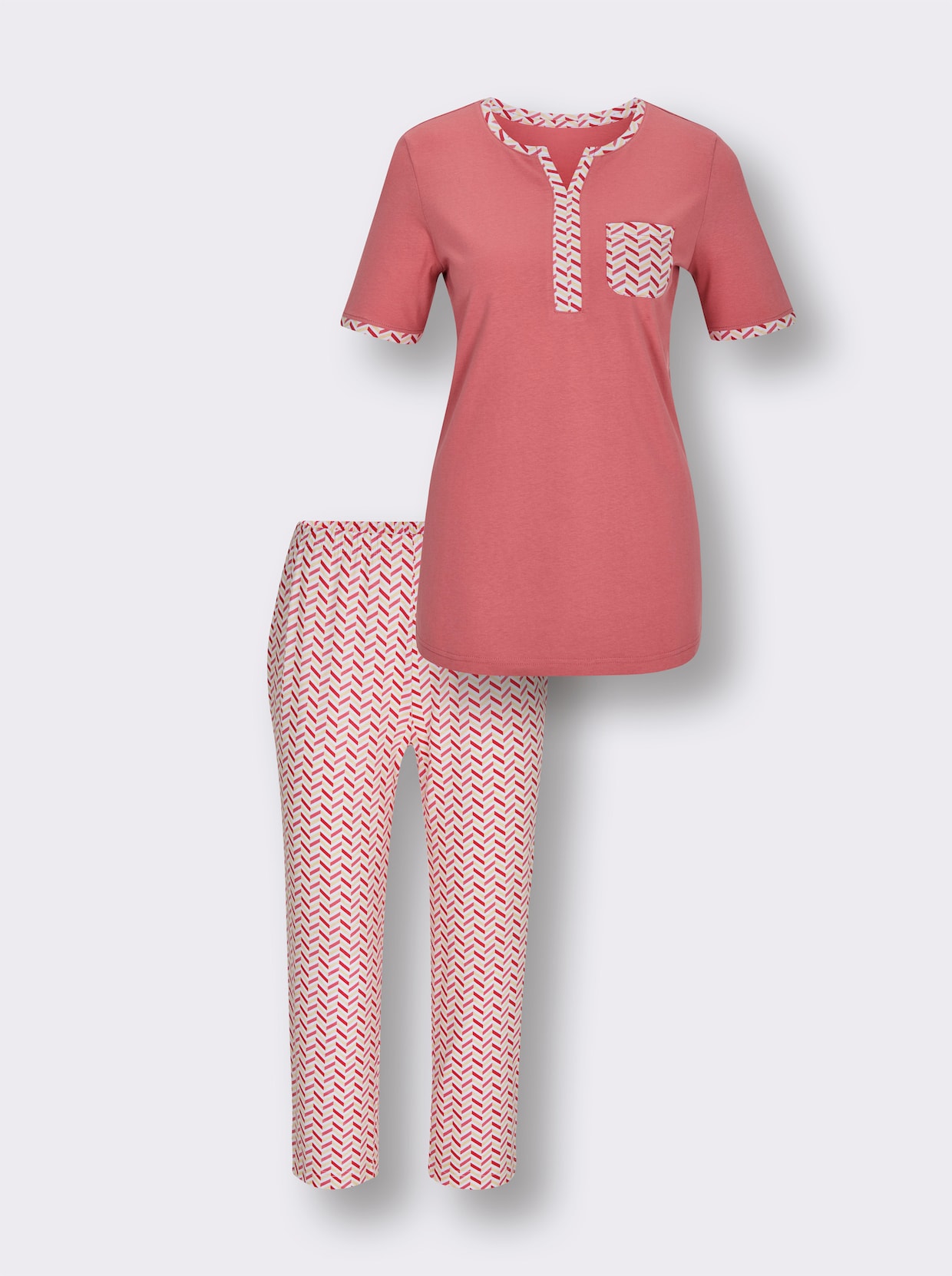 wäschepur Capri-Anzug - flamingo-weiß-bedruckt