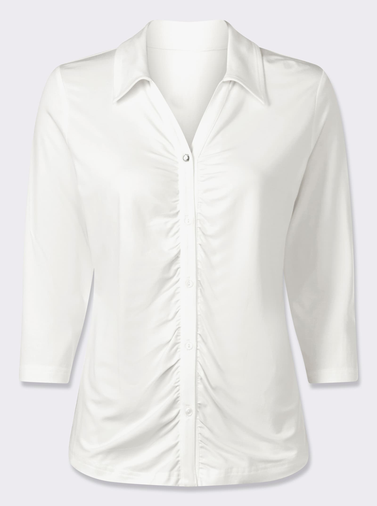 heine 3/4-Arm-Shirt mit Raffungen an der Knopfleiste - ecru