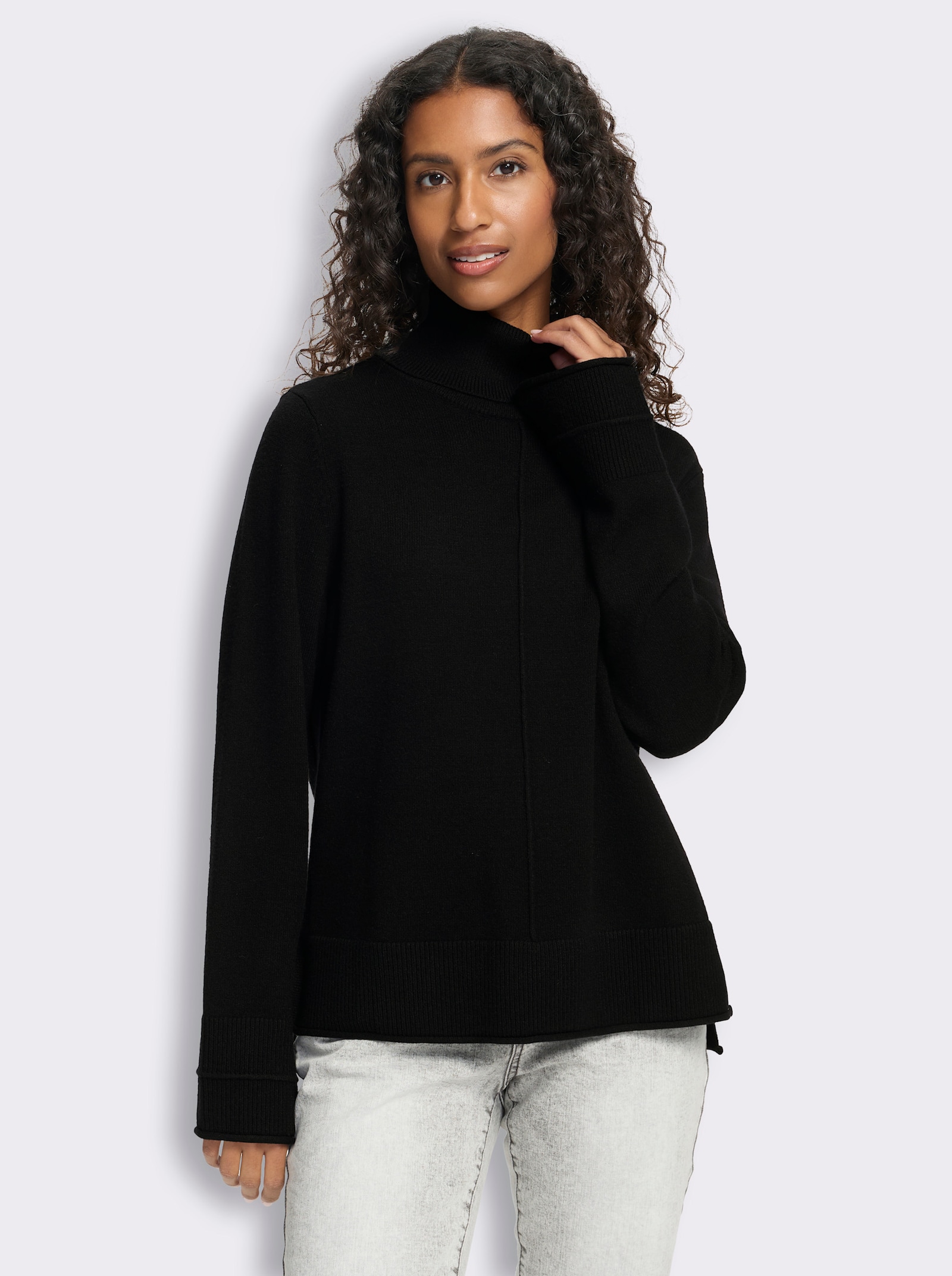 heine Rollkragenpullover mit Trompetenärmel - schwarz