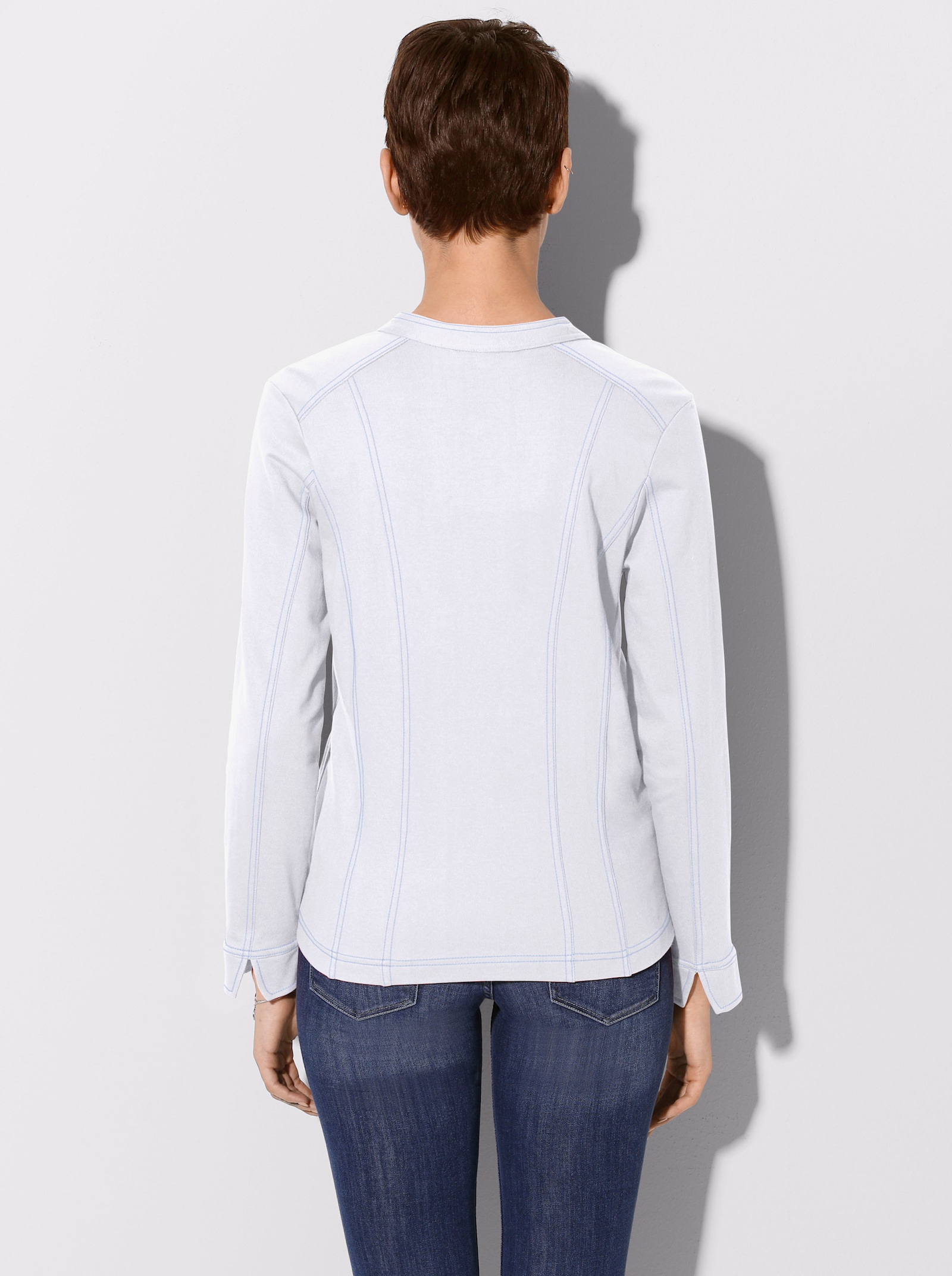 Shirtjacke mit Reißverschluss - weiß