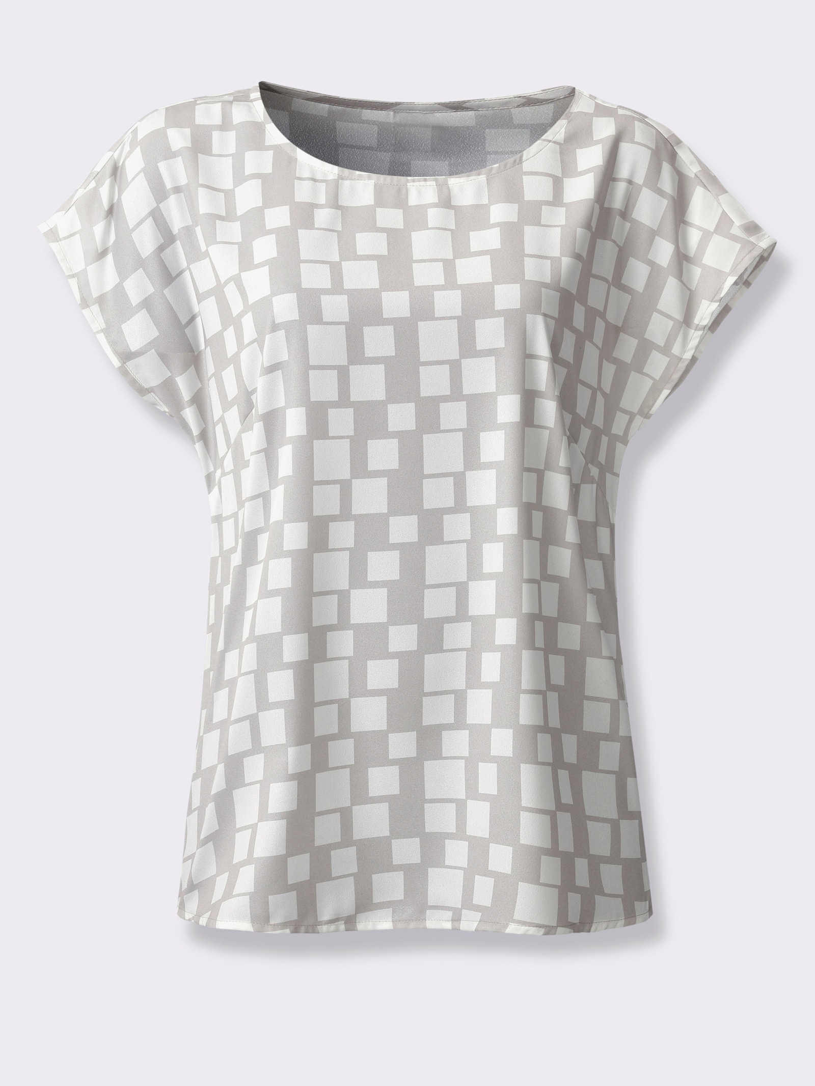 heine Druckbluse mit Grafik-Print - hellgrau-ecru-bedruckt