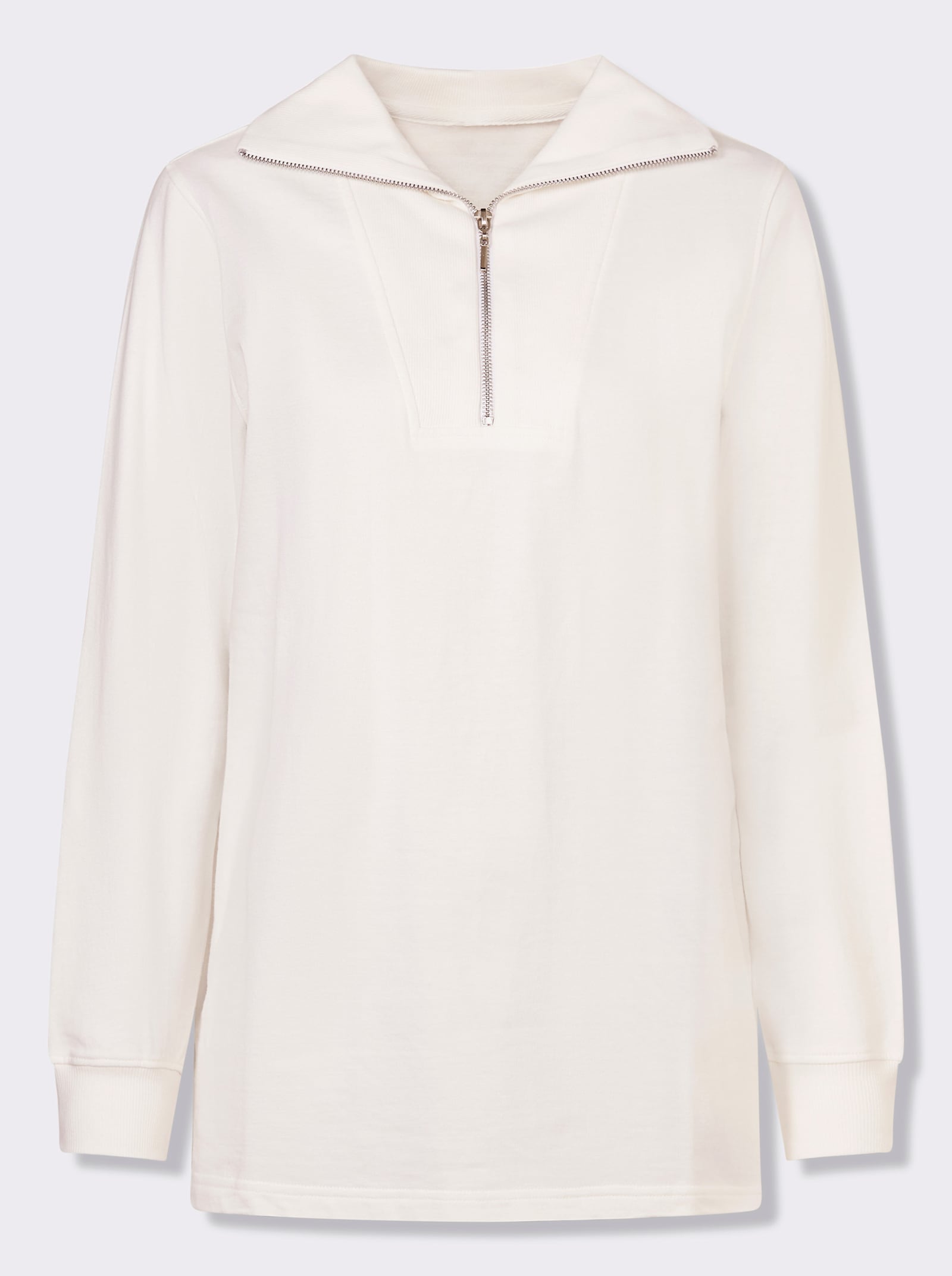 Lang sweatshirt met schipperskraag - ecru