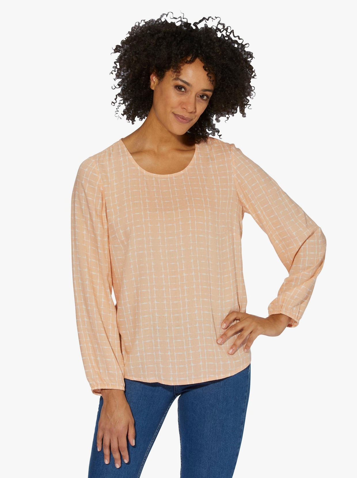 Comfortabele blouse - apricot geprint