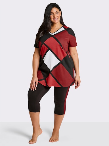 wäschepur Caprianzug mit Grafik-Dessin - schwarz-rot-bedruckt