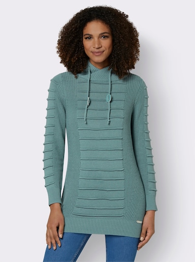 Longpullover mit Struktur-Partien - jade